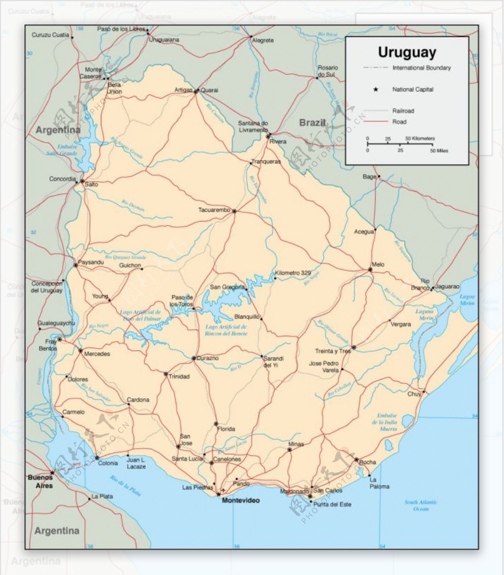 乌拉圭地图矢量文件