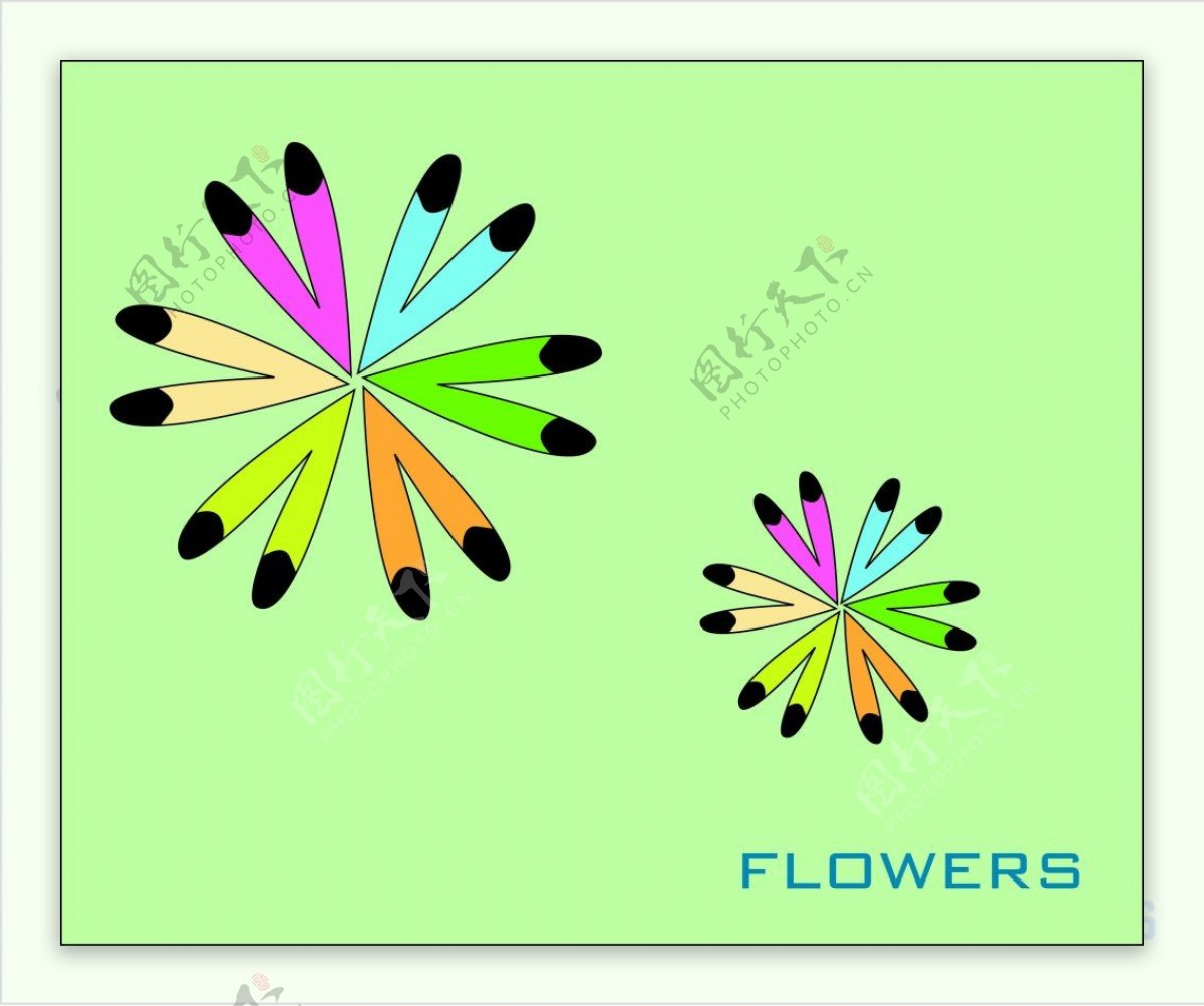 AI设计六色花花儿设计
