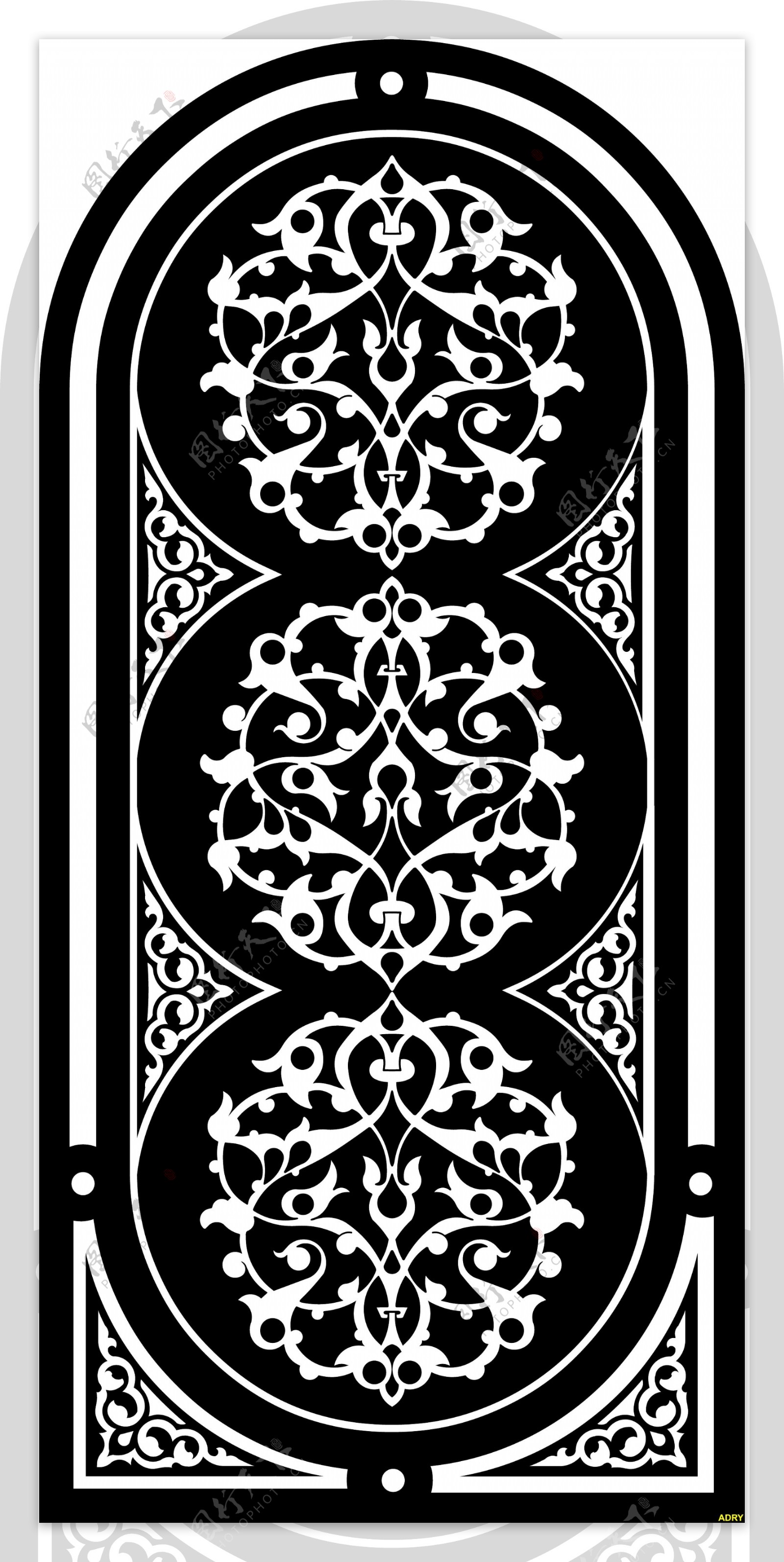 黑色和白色的欧式风格的栅极图案矢量素材2