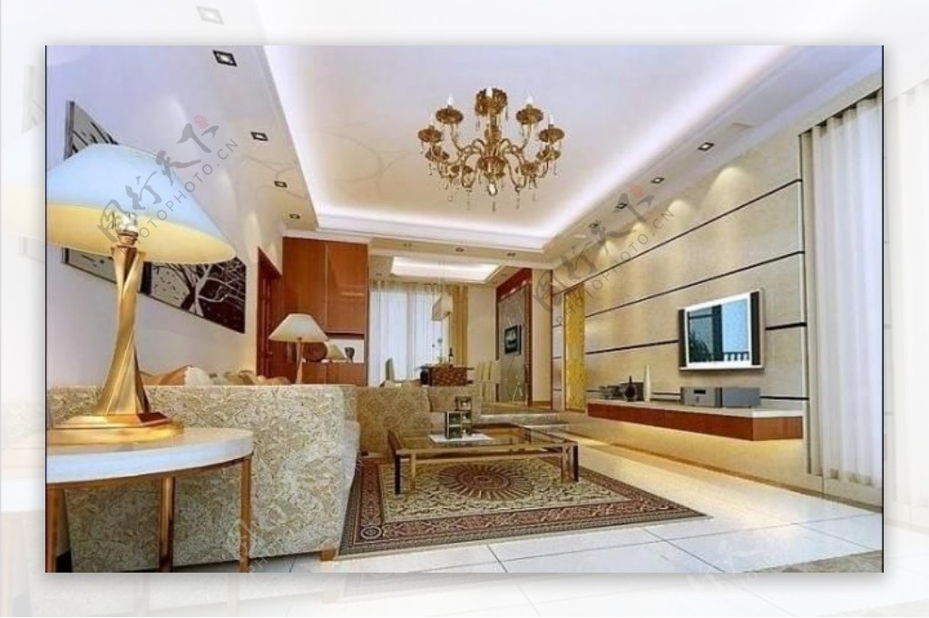 欧式明亮客厅3d模型含材质图片