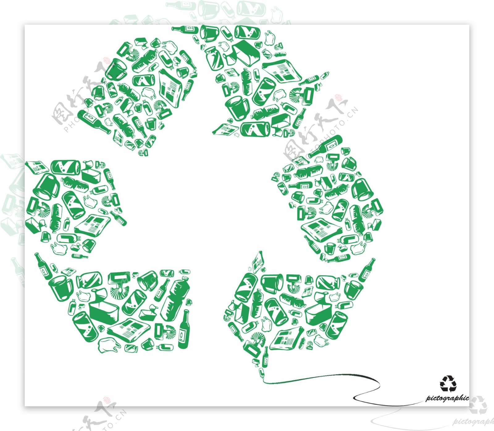 绿色环保插画回收标志