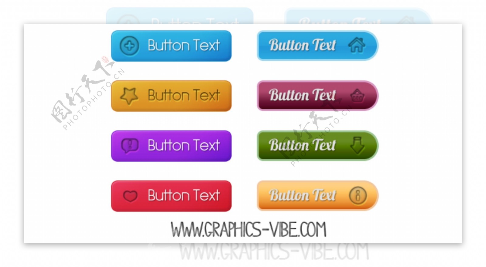 8色彩明快的WebUI按钮设置PSD