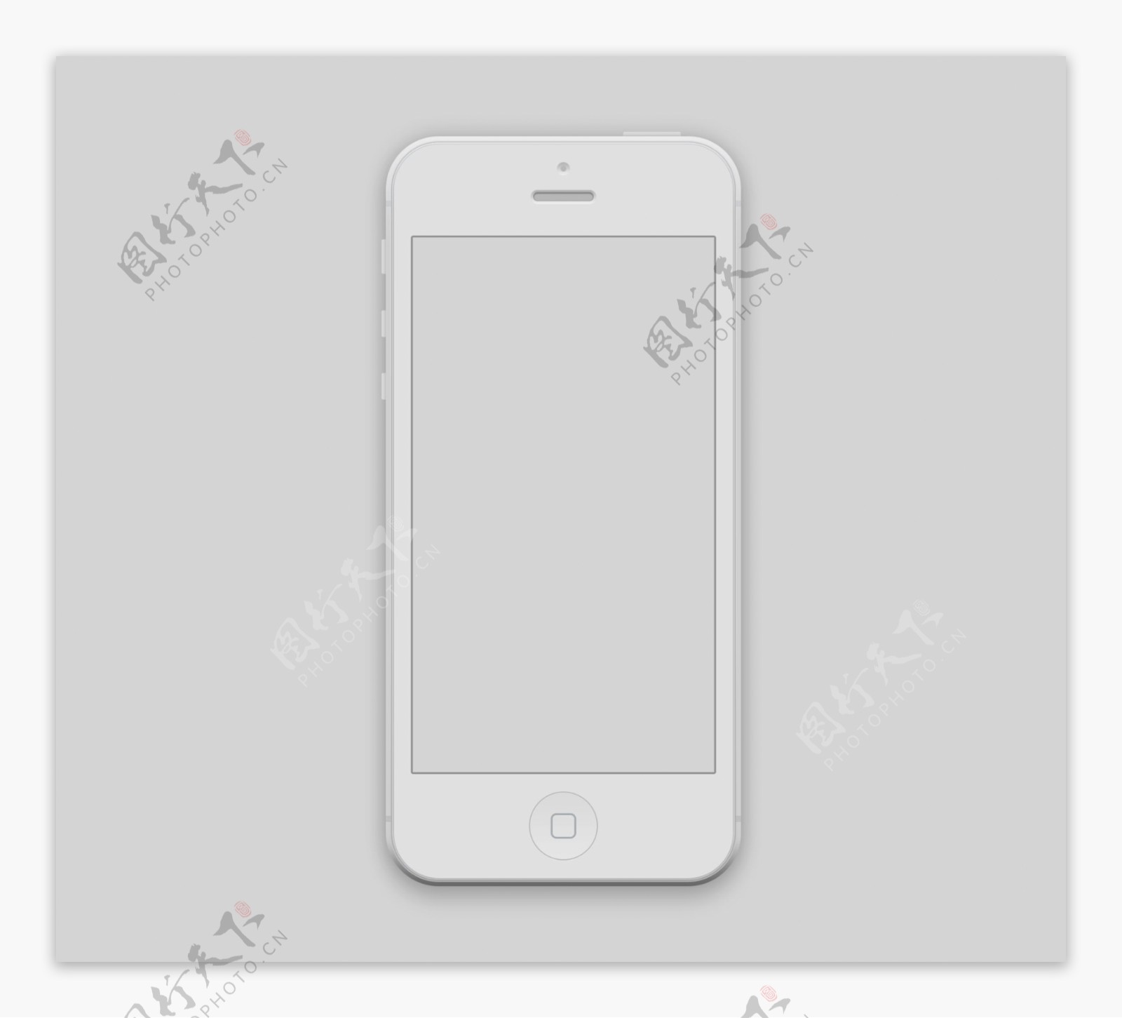 详细的白色iPhone5模型PSD模板