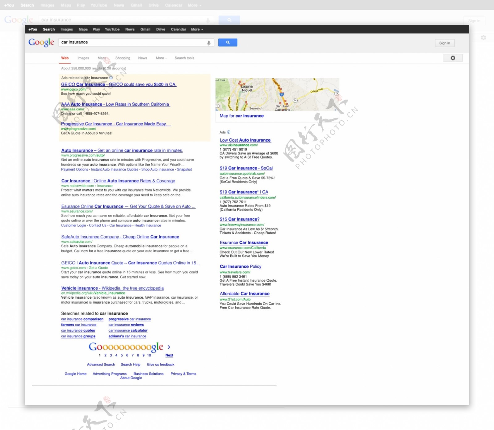 谷歌的搜索页面模型PSD