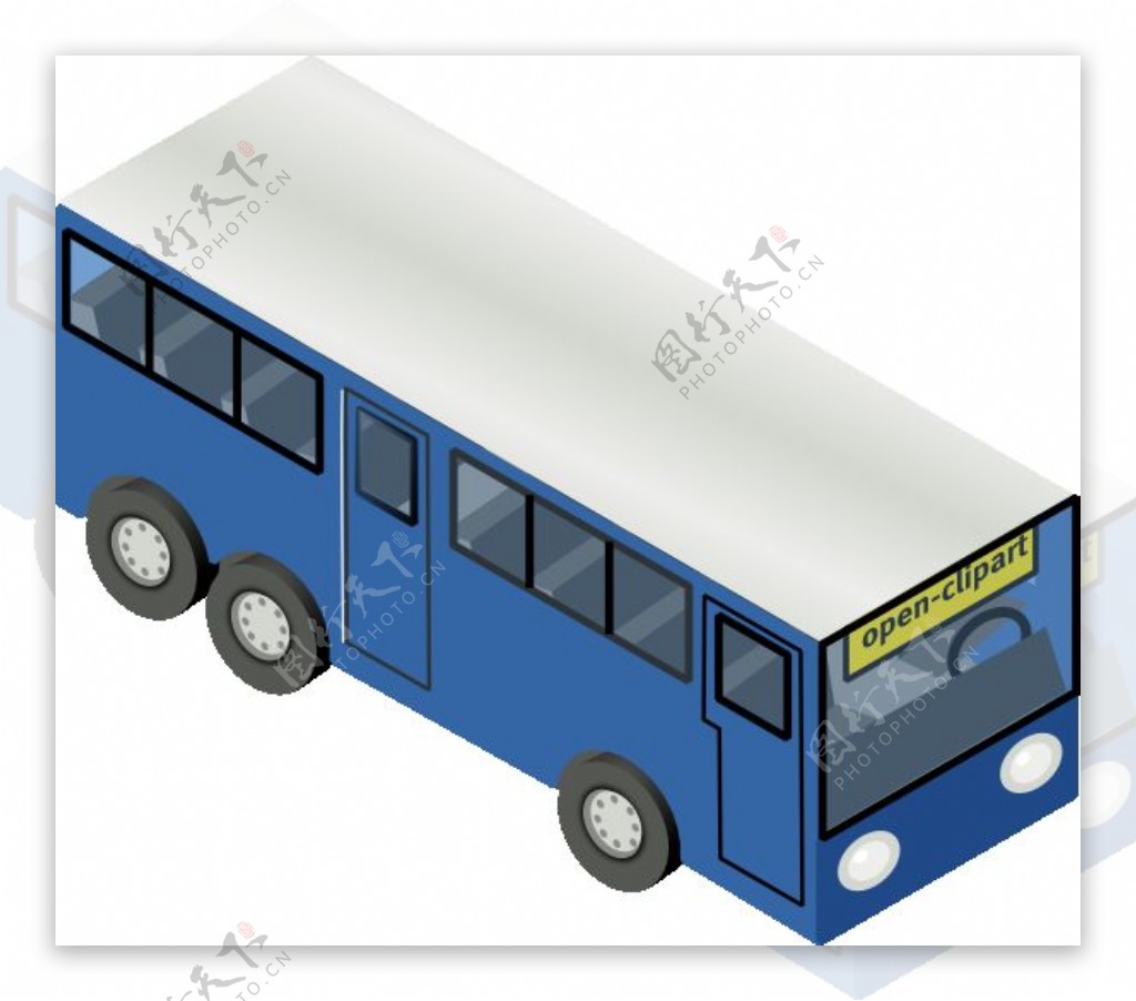 蓝色的公共汽车剪贴画