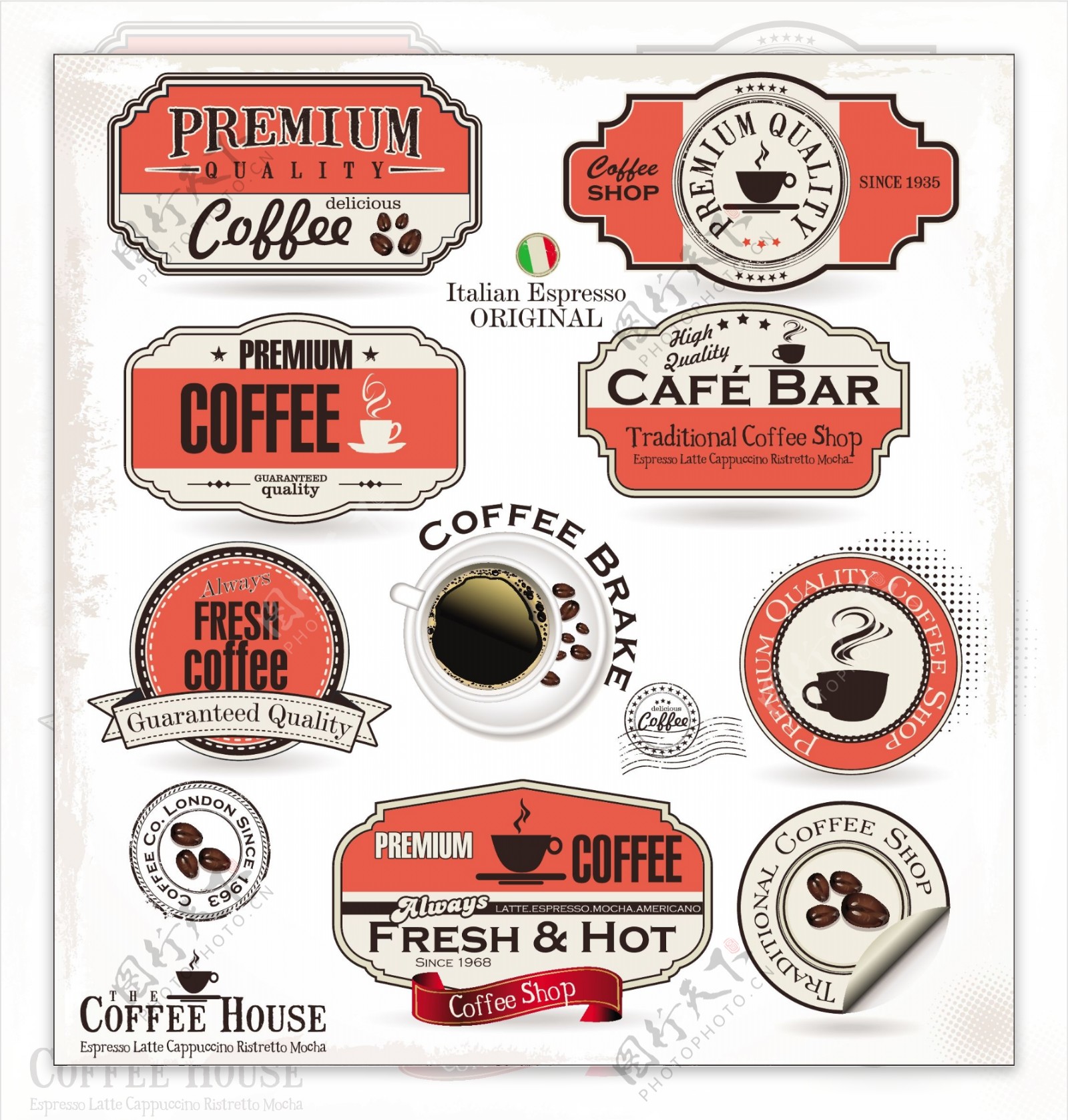咖啡标签与贴纸