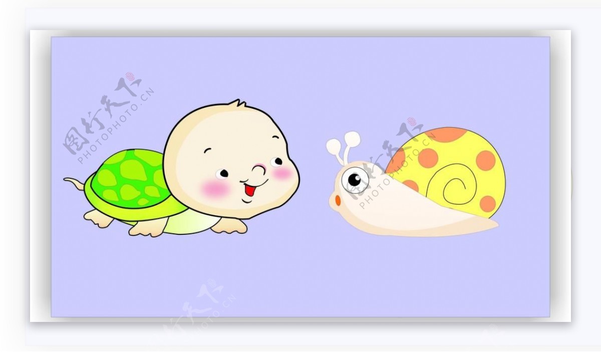 卡通乌龟和蜗牛