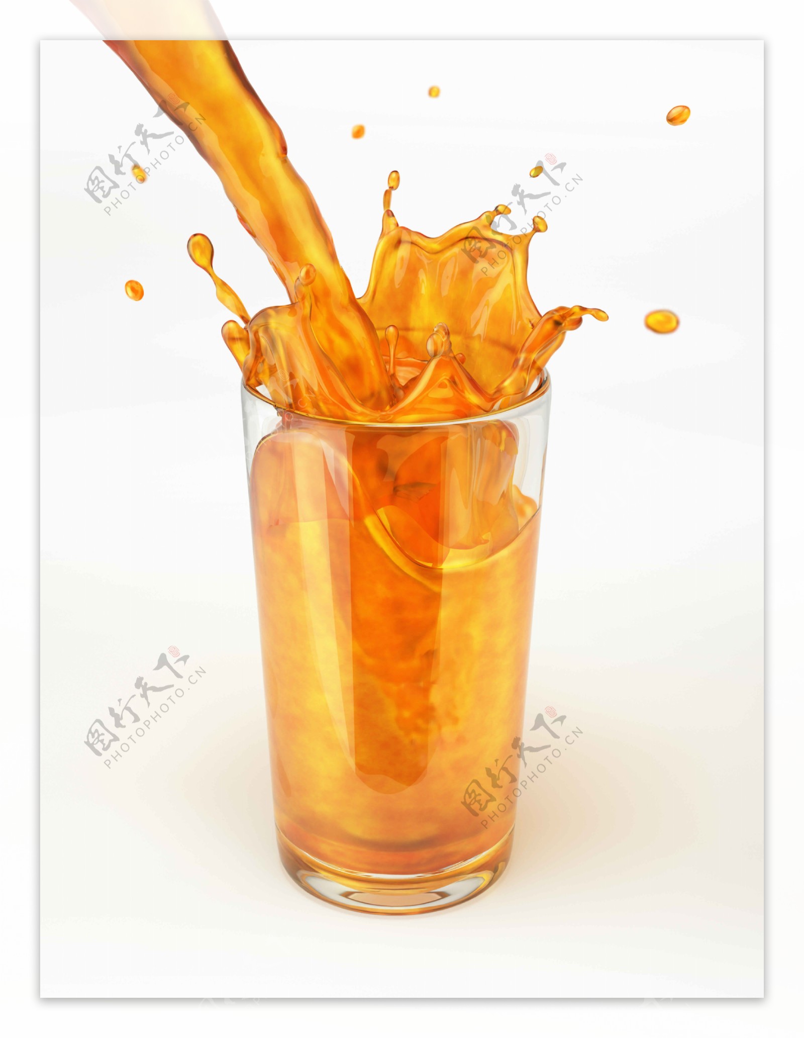 高清冲倒橙汁图片