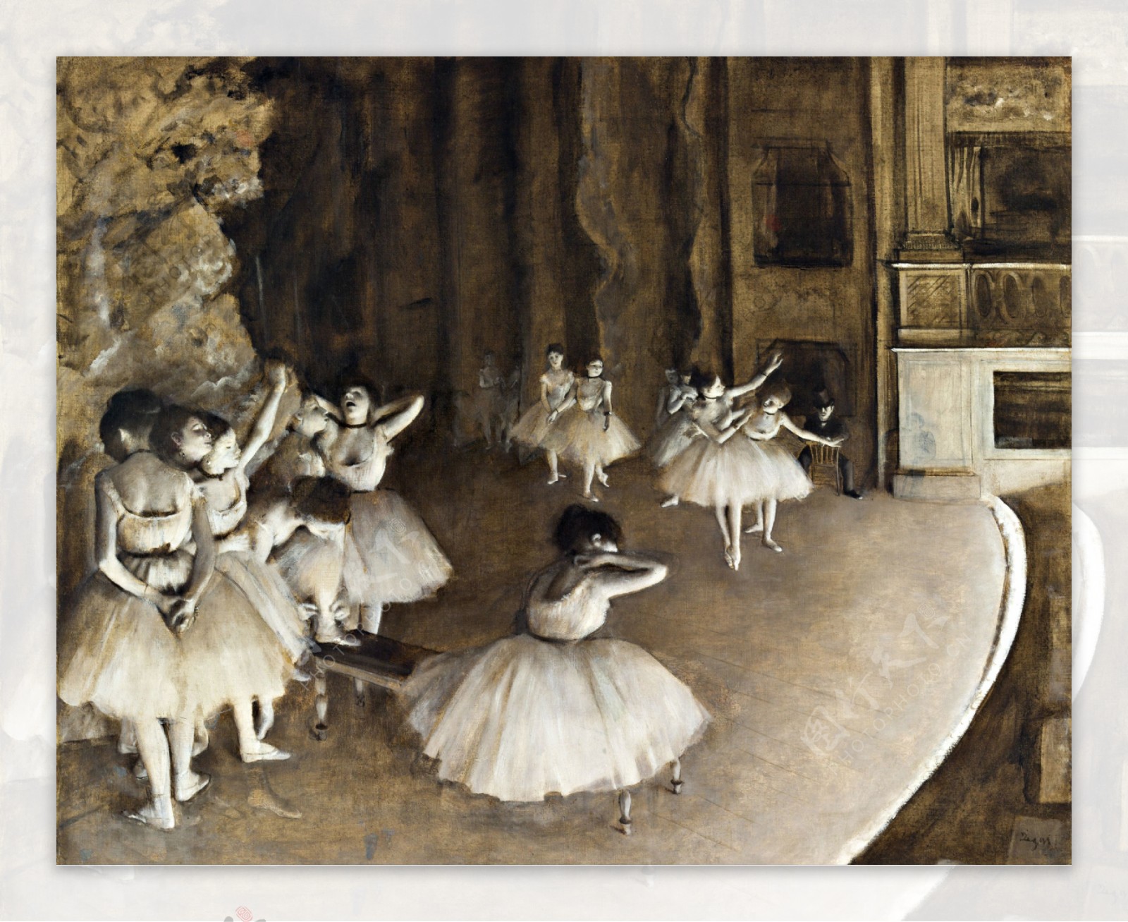 德加芭蕾舞台上油画图片