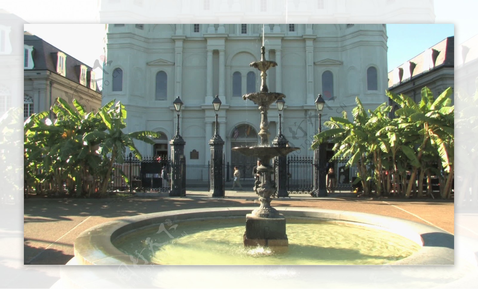 圣路易斯大教堂和喷泉的股票视频视频免费下载