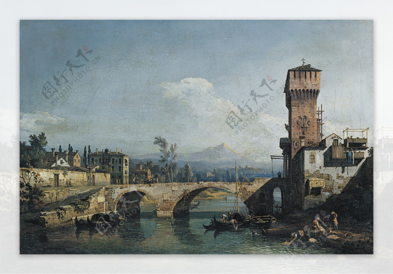 BernardoBellottoCapricciowithaRiverandBridge1745大师画家古典画古典建筑古典景物装饰画油画