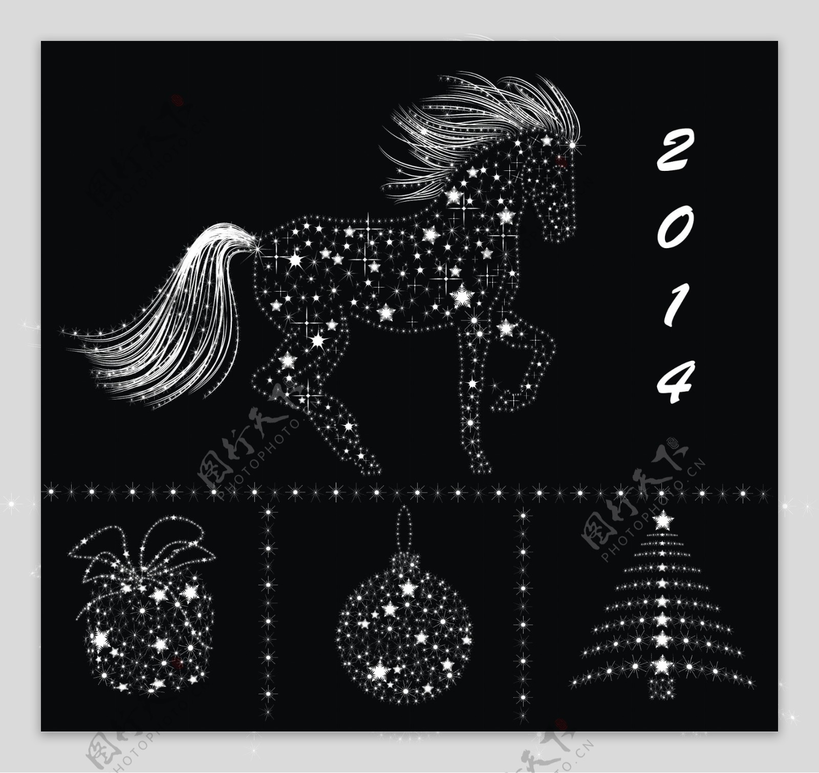 2014圣诞星装饰元素矢量图02