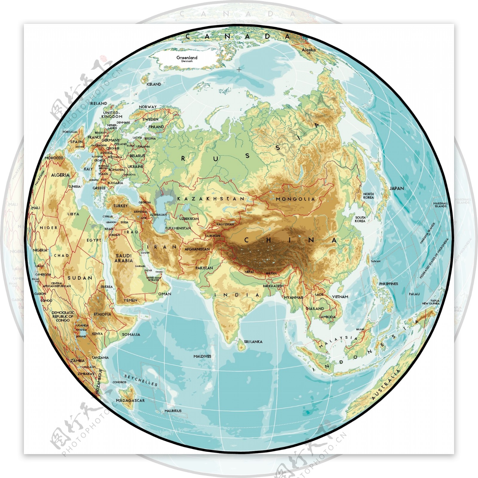 矢量亚洲地图分色政治区域矢量地图
