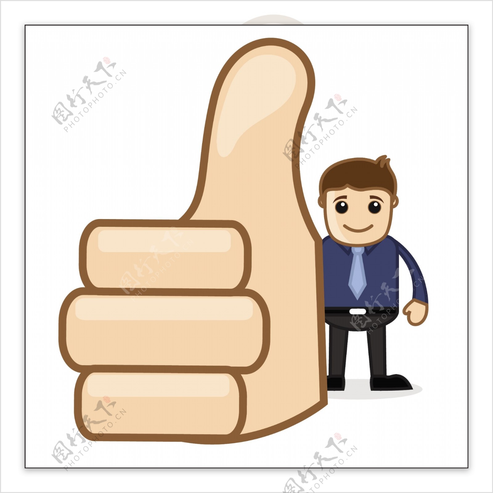 办公和商业的卡通人物插画矢量显示竖起大拇指