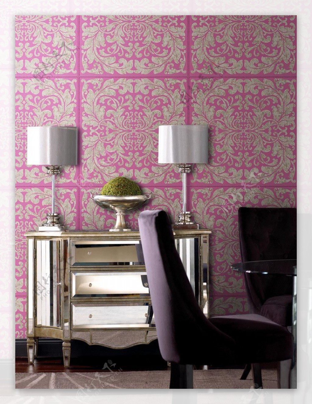 室内沙发背景紫色系风格设计