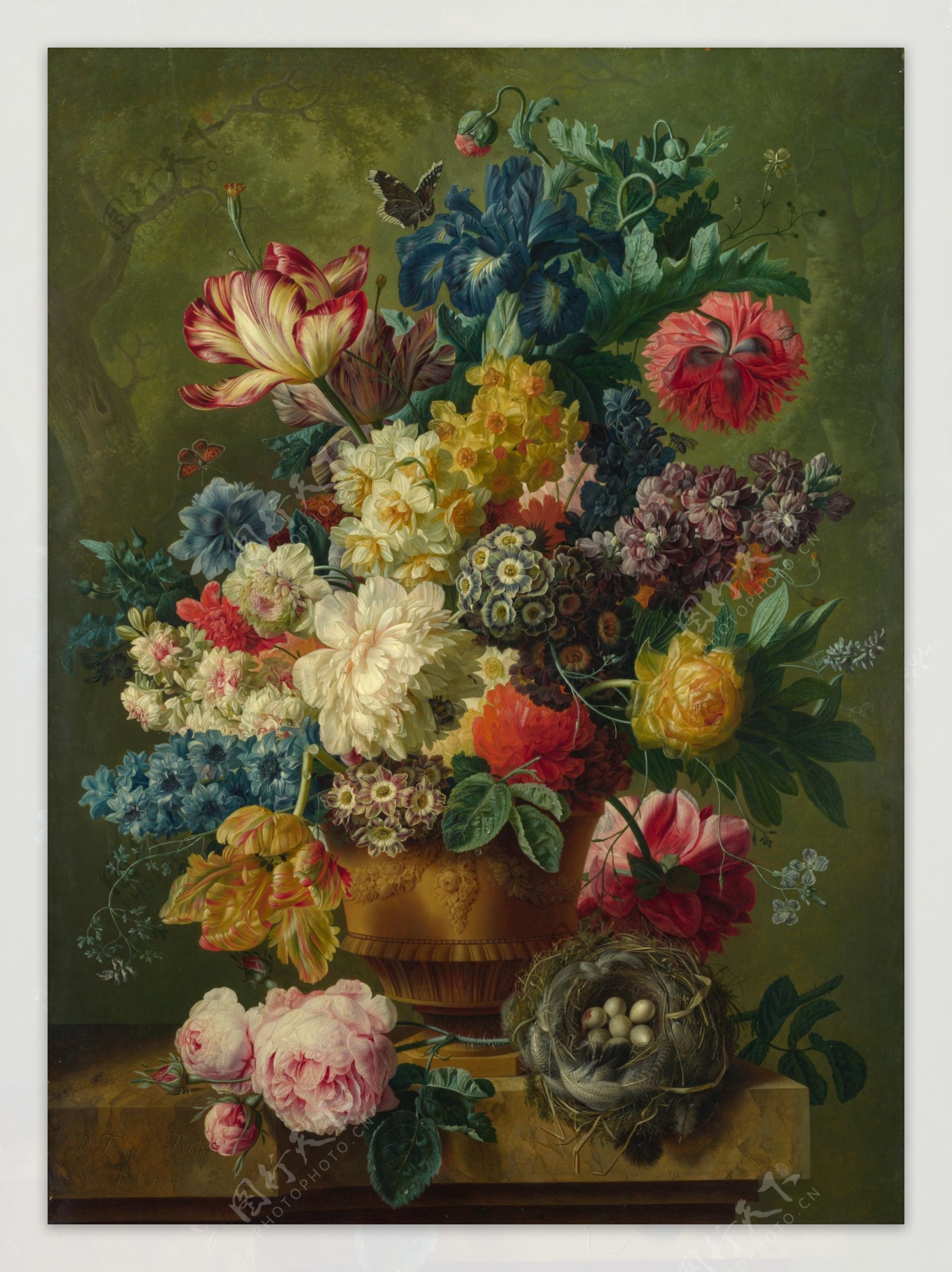 PaulusTheodorusvanBrusselFlowersinaVase1花卉水果蔬菜器皿静物印象画派写实主义油画装饰画