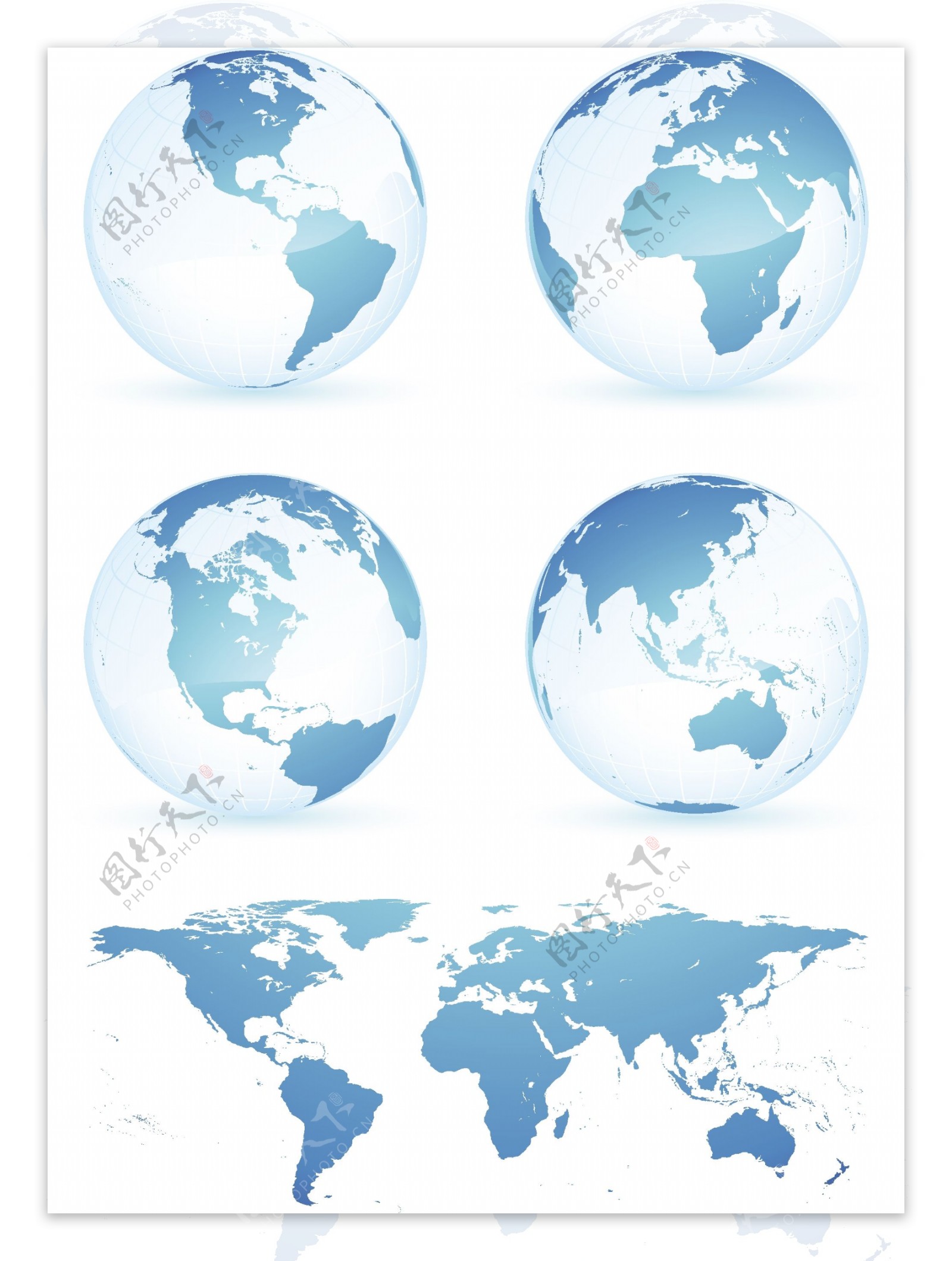 蓝色的地球和世界地图矢量素材
