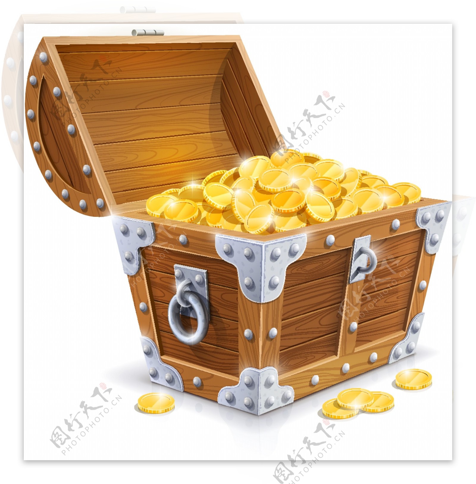 装满金币的木宝箱