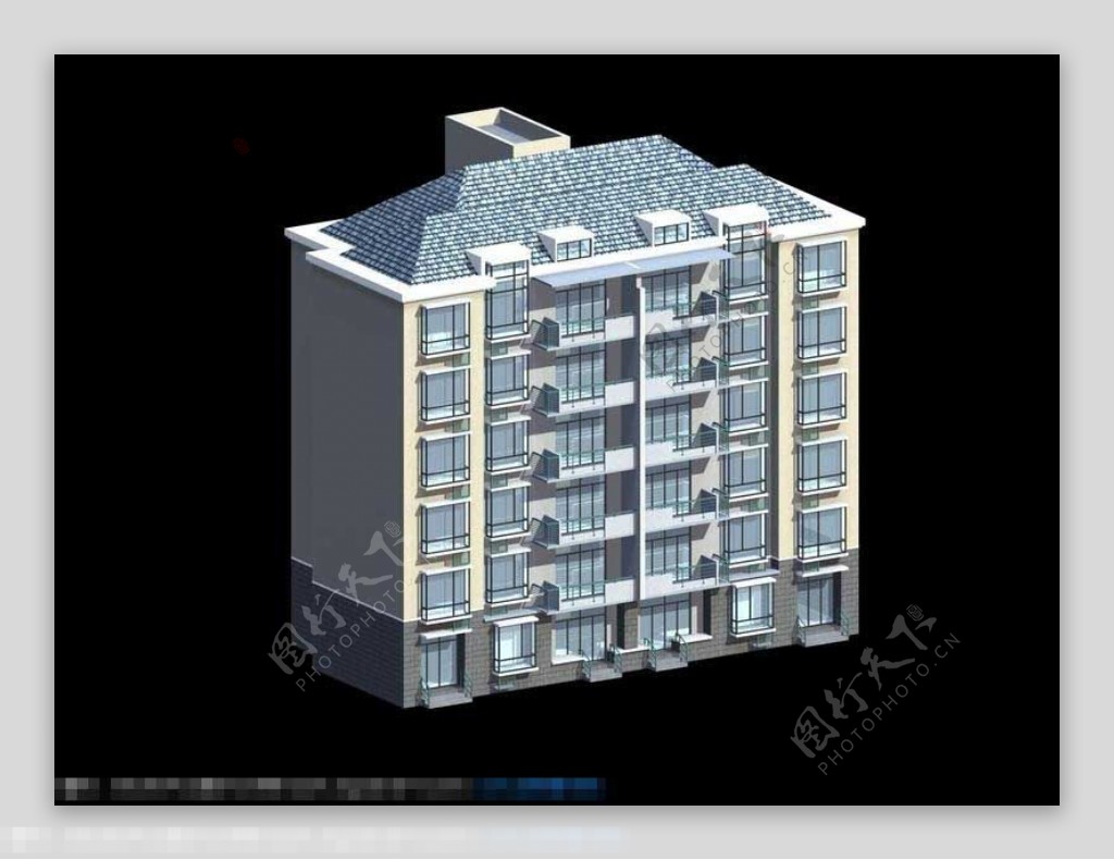 阁楼式多层住宅3d建筑模型