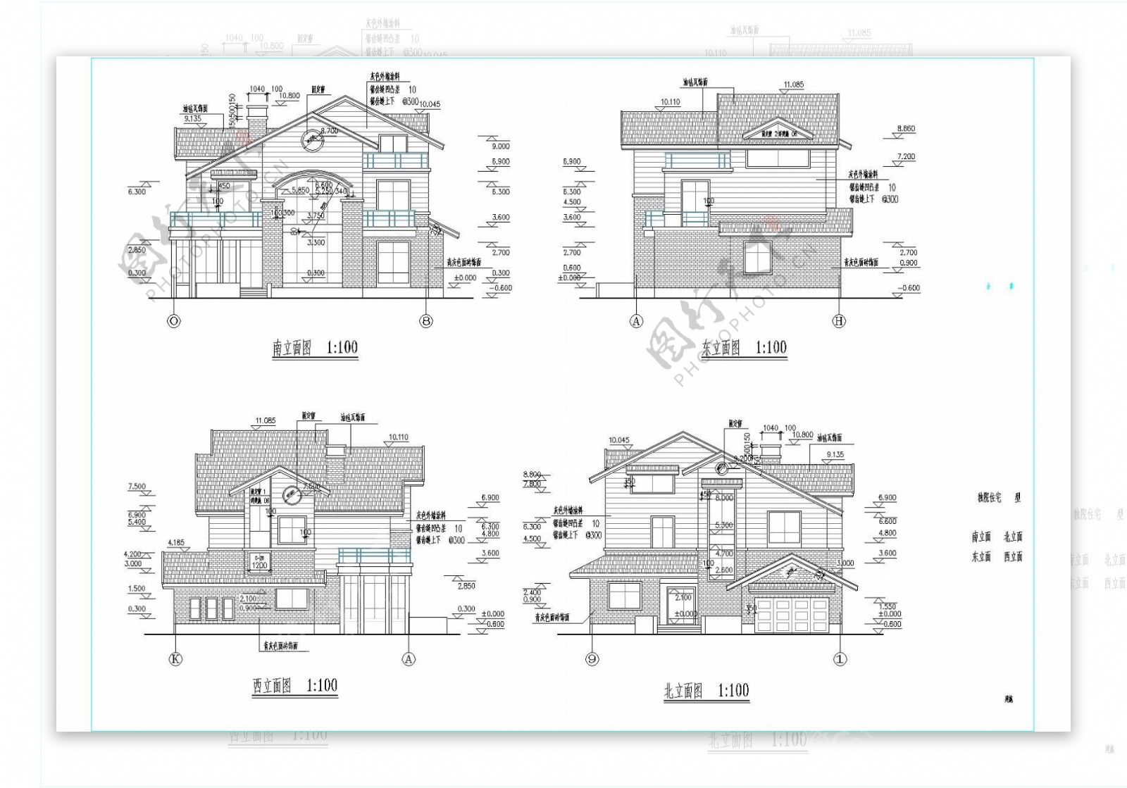 某市二层带阁楼标准别墅施工设计图14x14