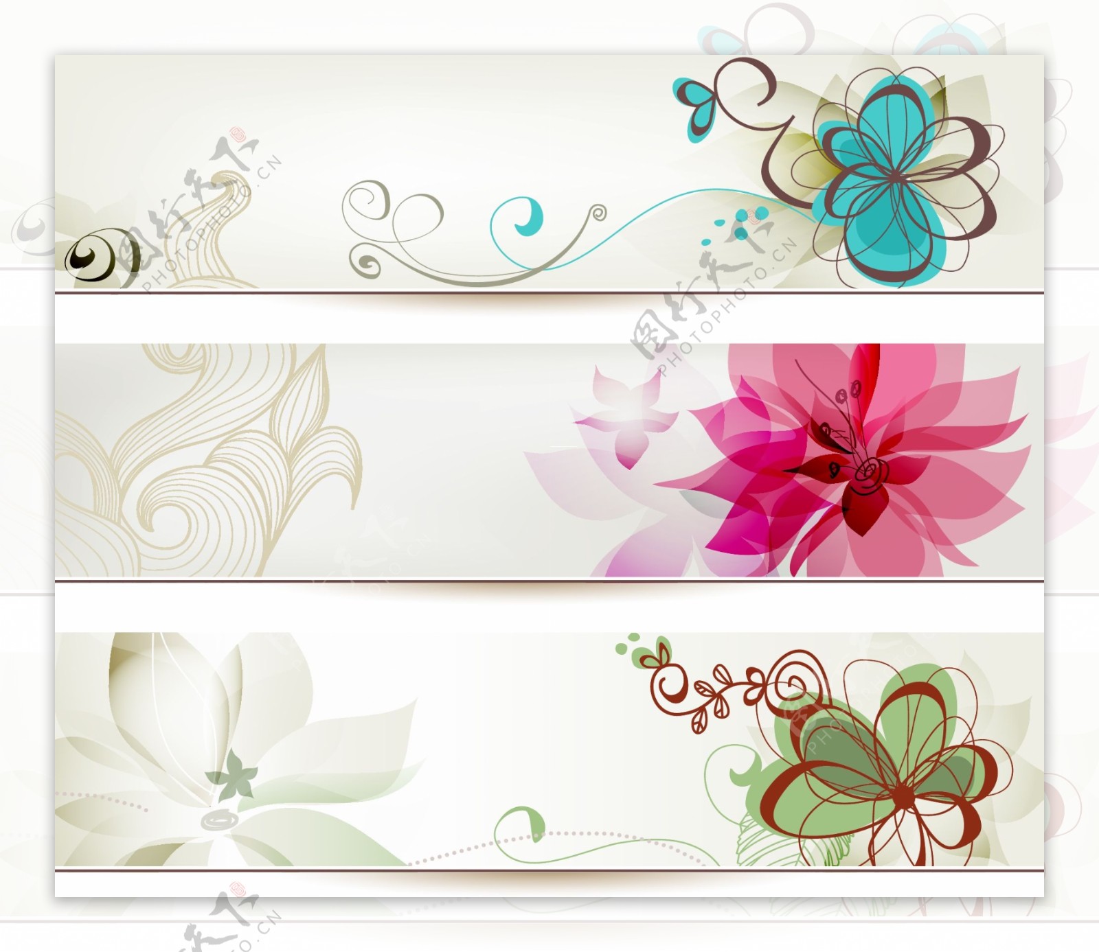 花卉花纹横幅模板2