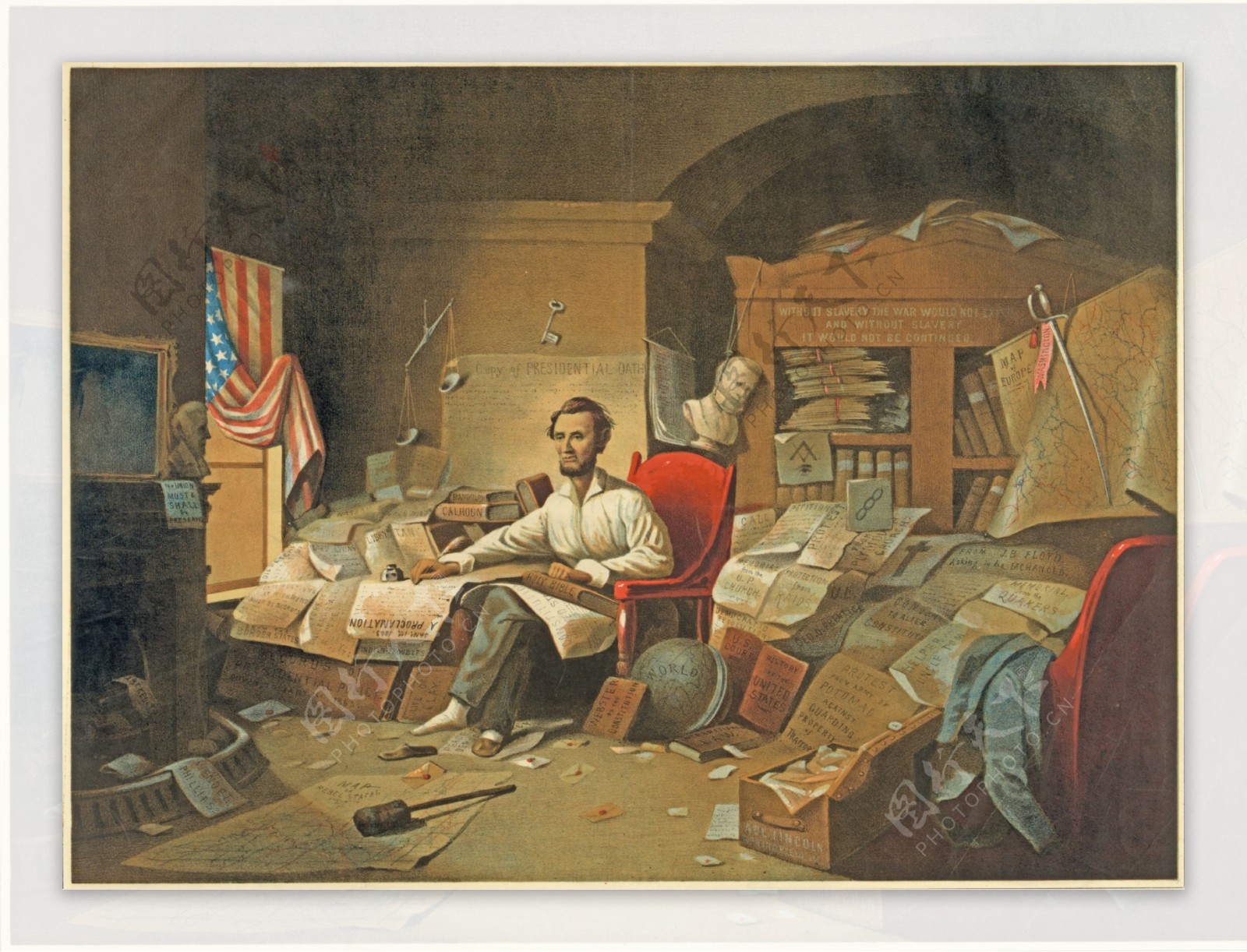 林肯总统撰写解放黑奴宣言图片