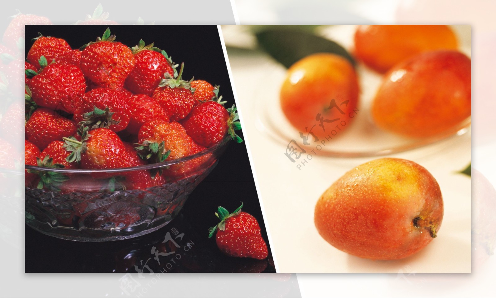 玻璃碗草莓背景图