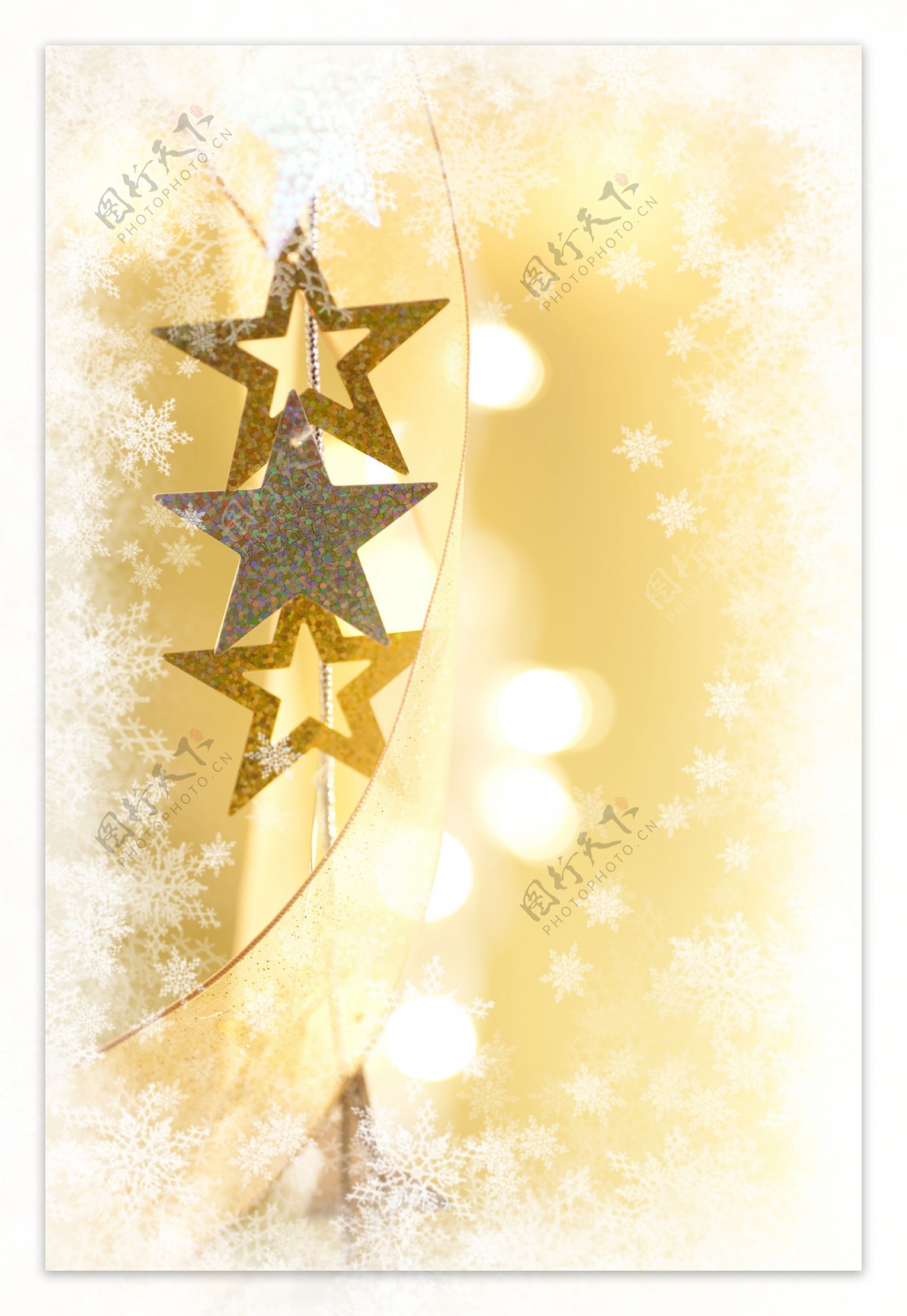 金色星星圣诞背景图片