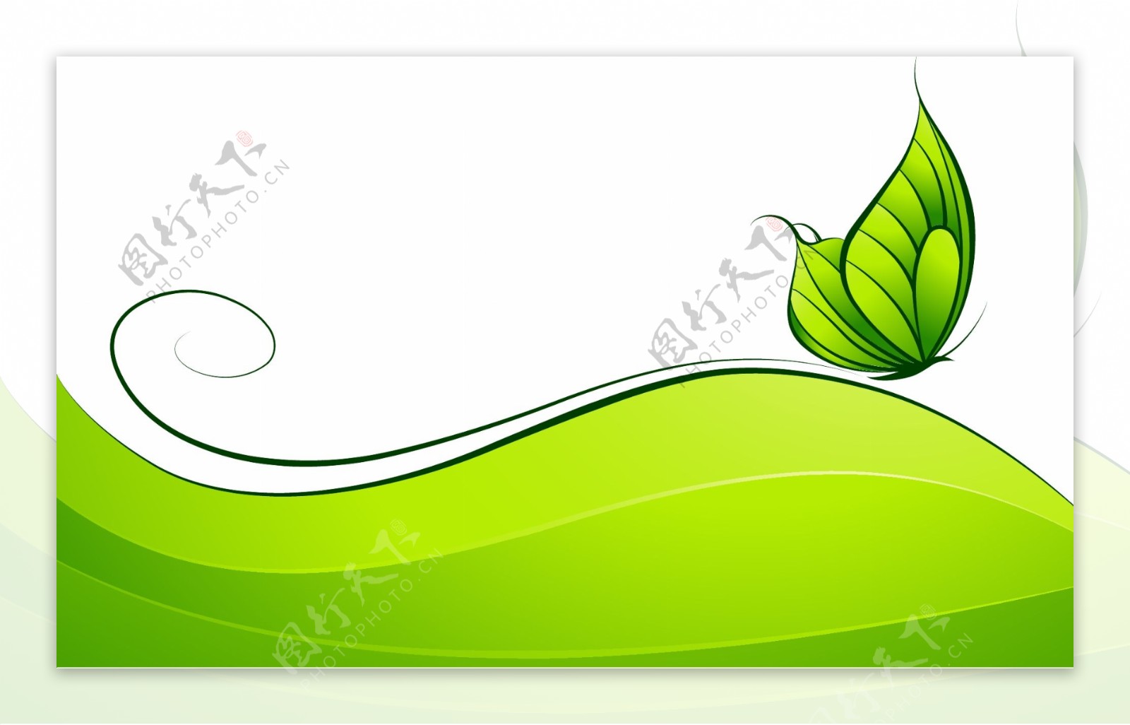绿色蝴蝶和动感的线条矢量素材