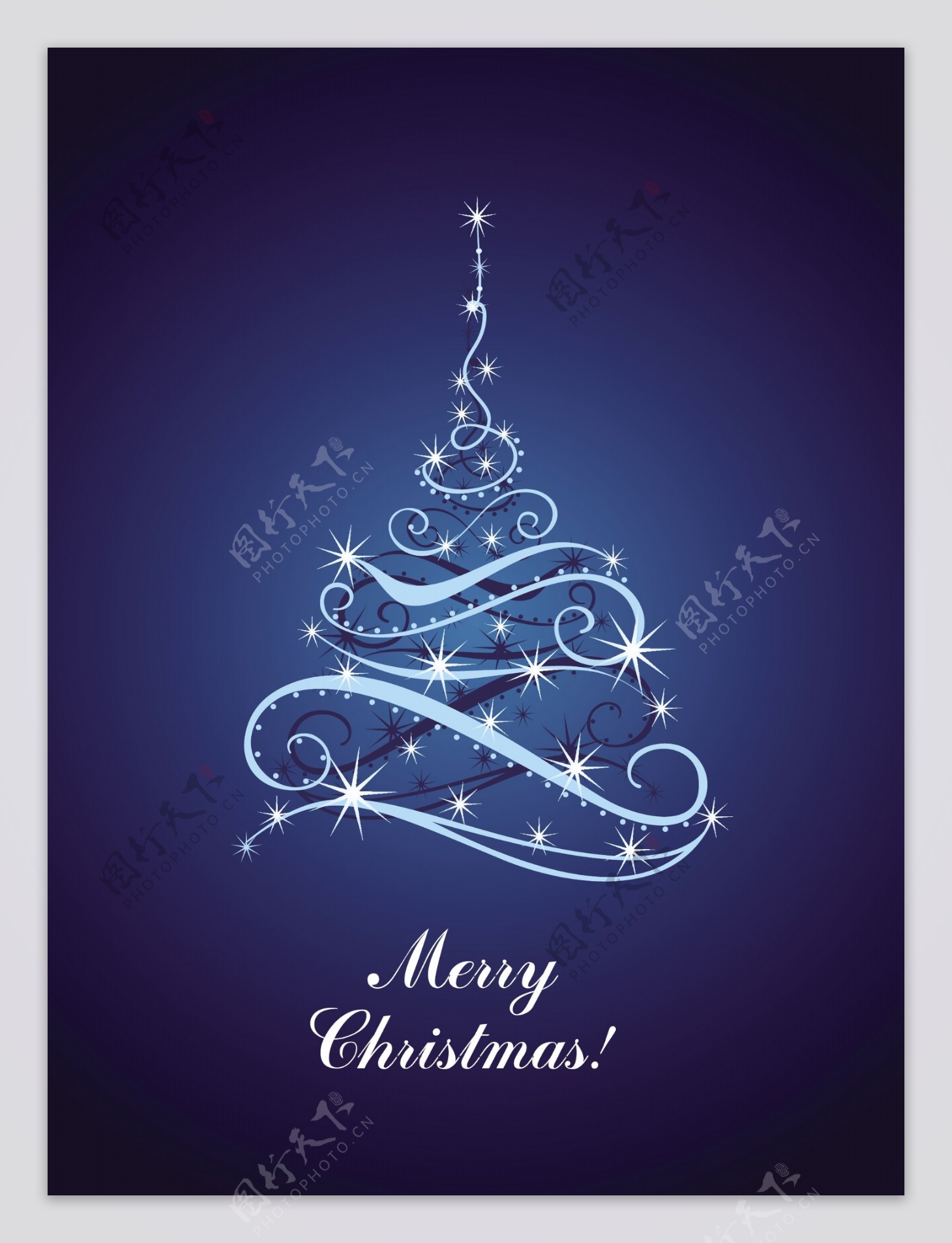 蓝色光的圣诞树矢量设计02