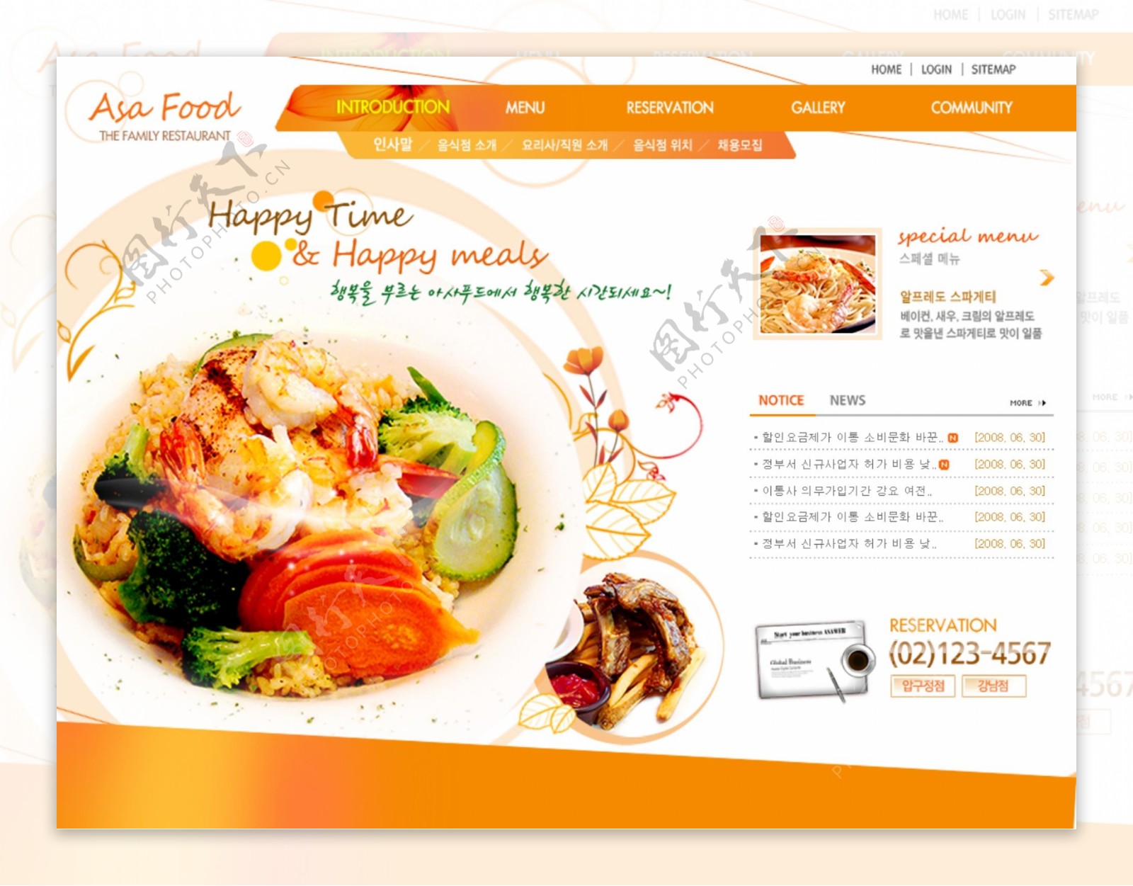 健康饮食网页模板图片