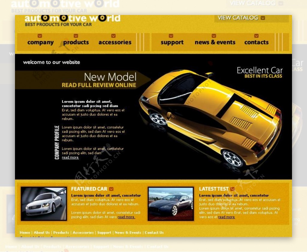 汽车展览网页模板图片
