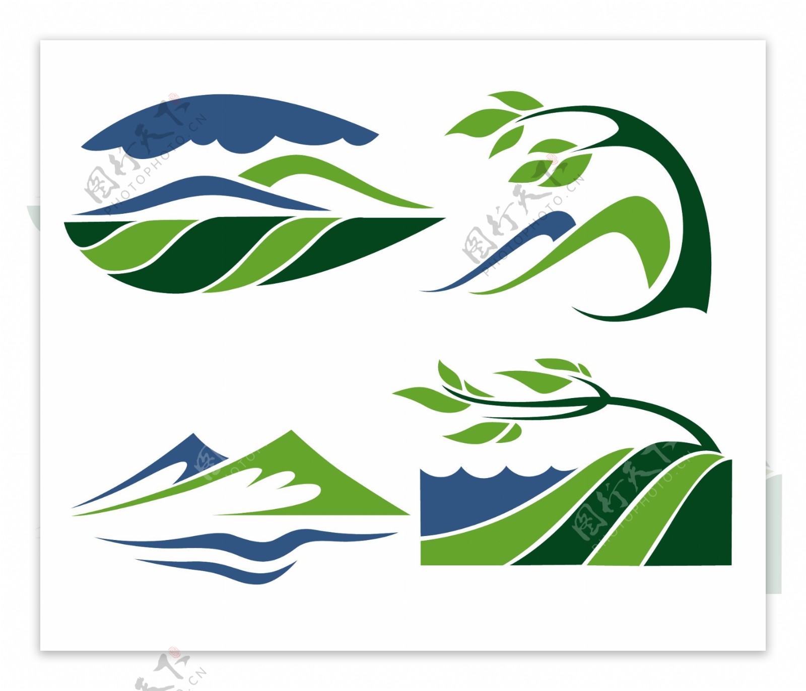 绿色山川树木logo图片