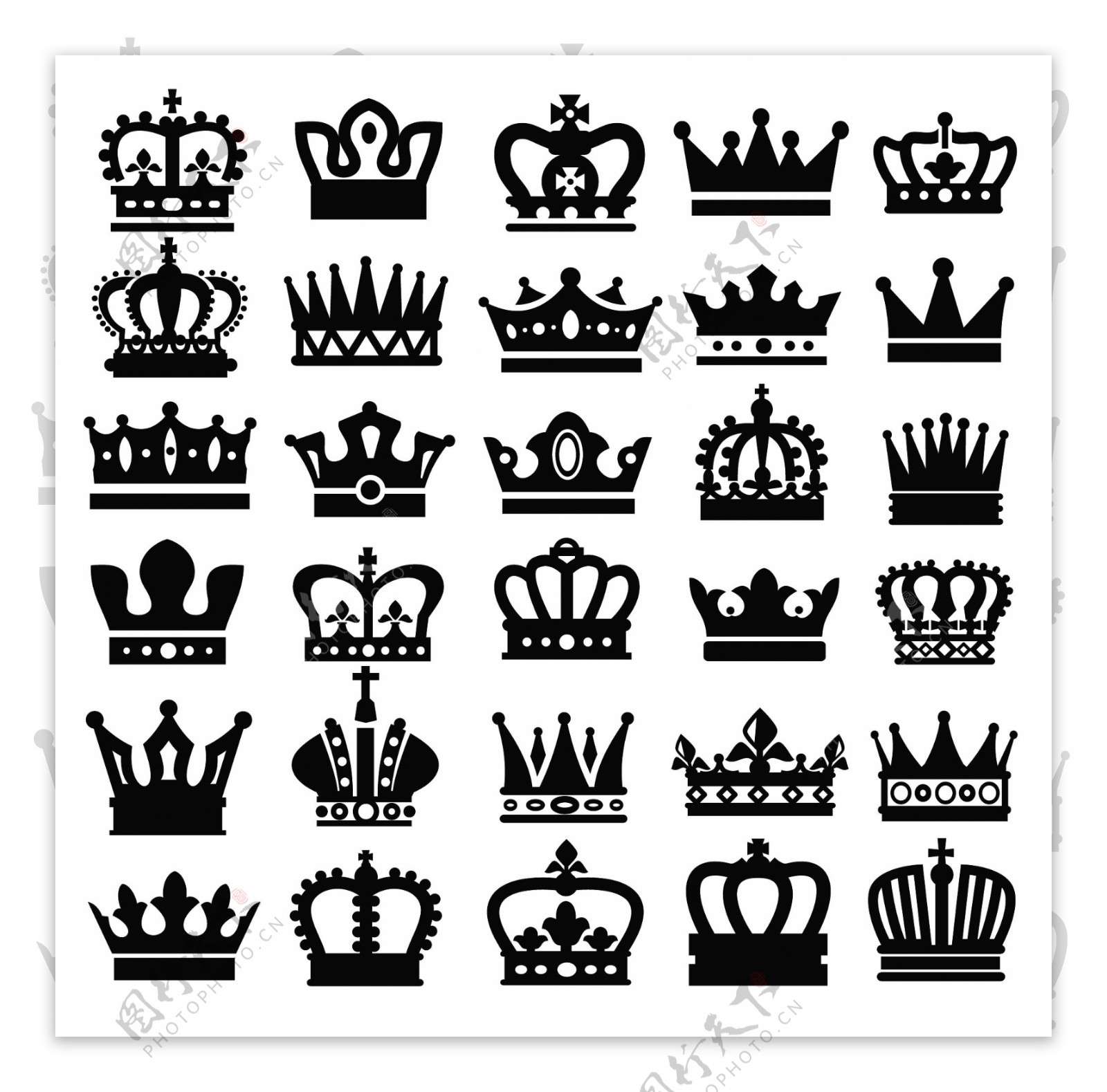30款黑色王冠图标矢量素材