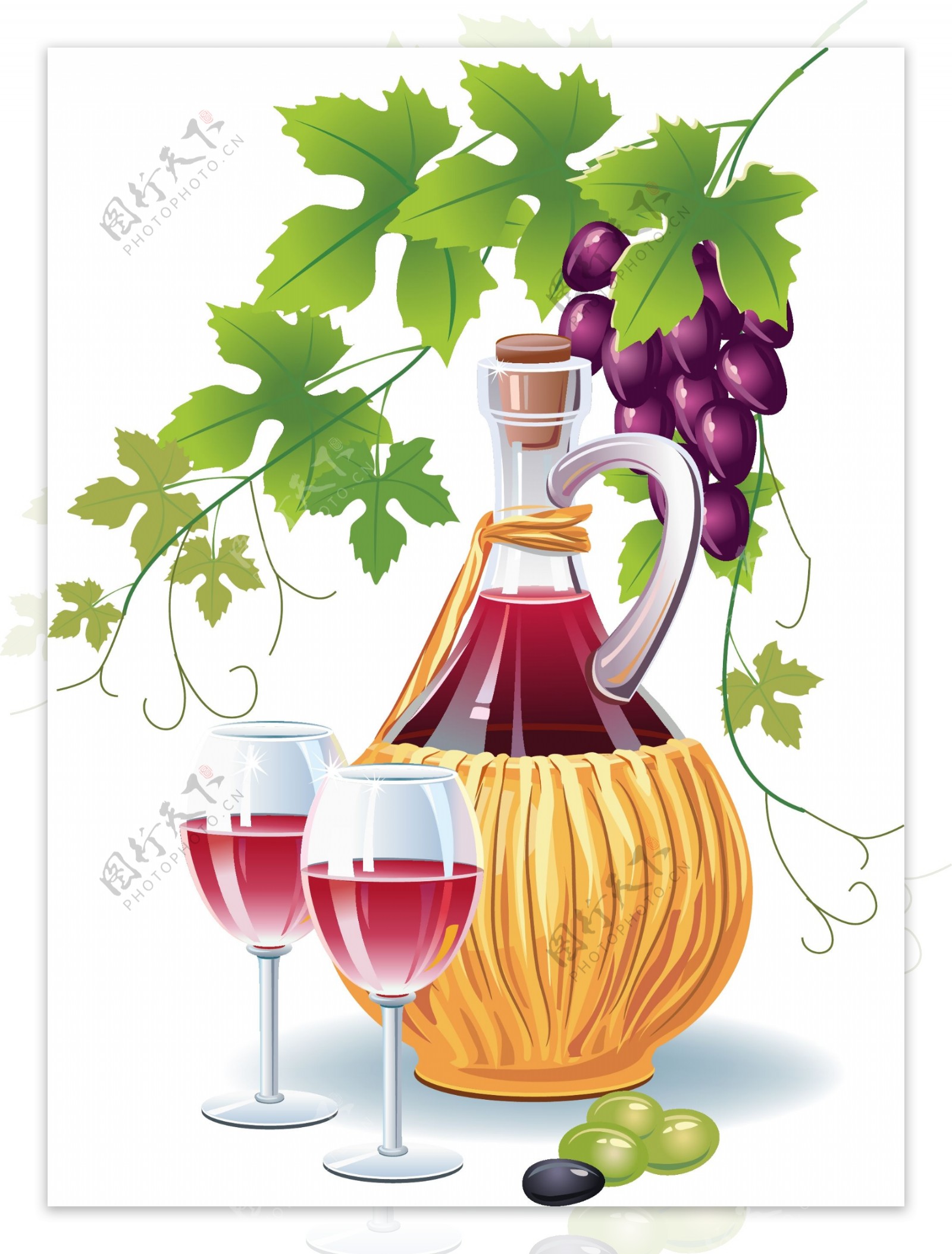 矢量素材葡萄酒橄榄水果图片