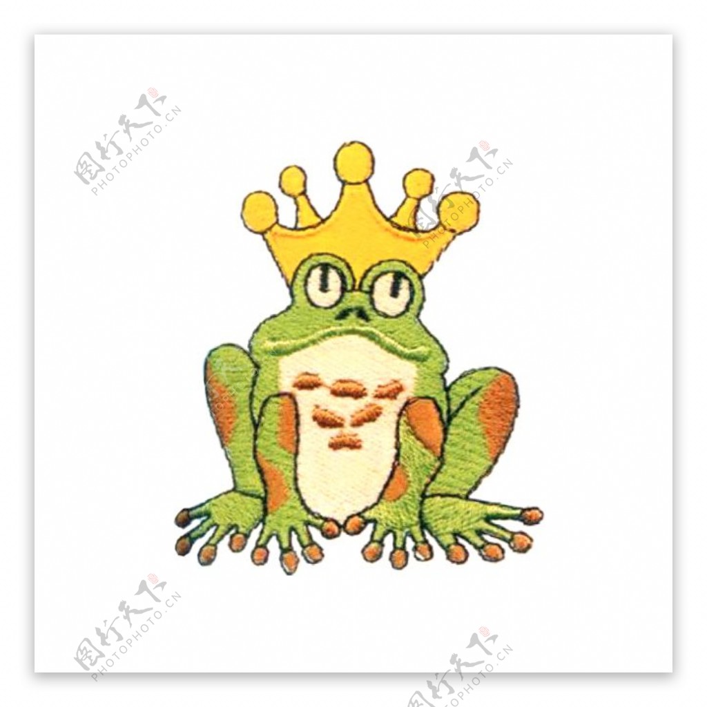 绣花贴布卡通动物青蛙王子免费素材