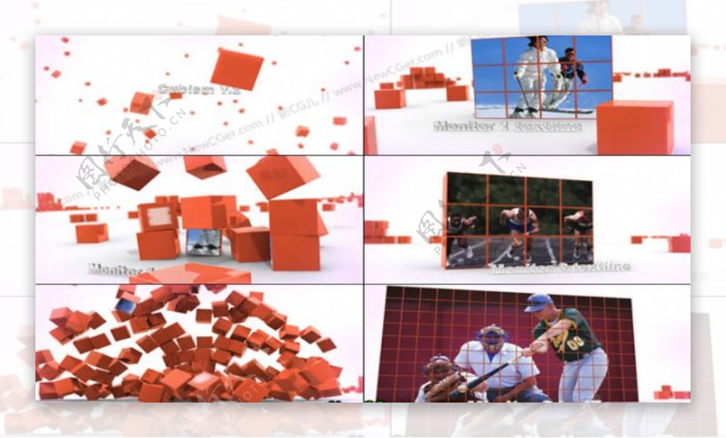 3D质感魔方组合屏幕视频展示AE包装模板