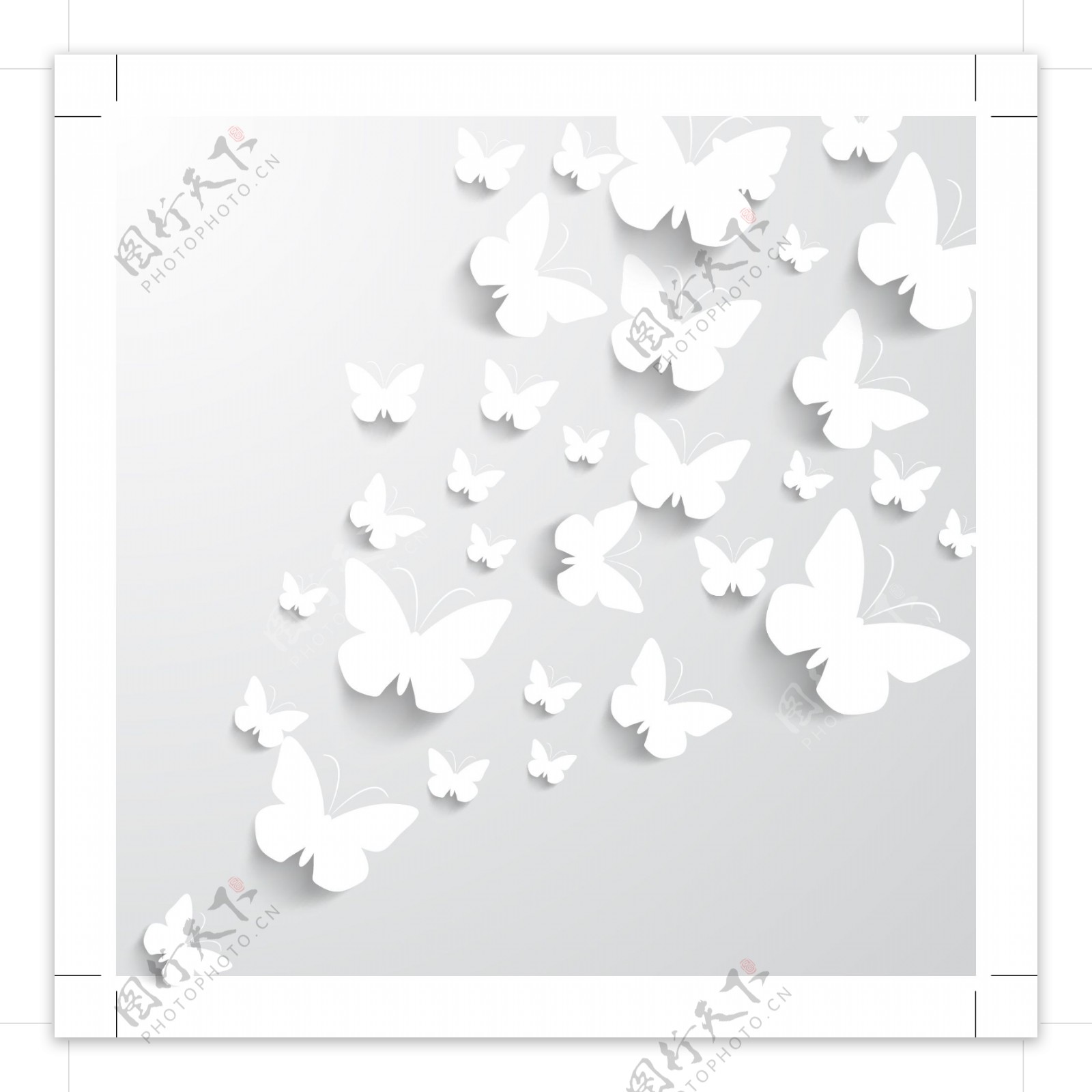 白色的剪纸蝴蝶矢量素材