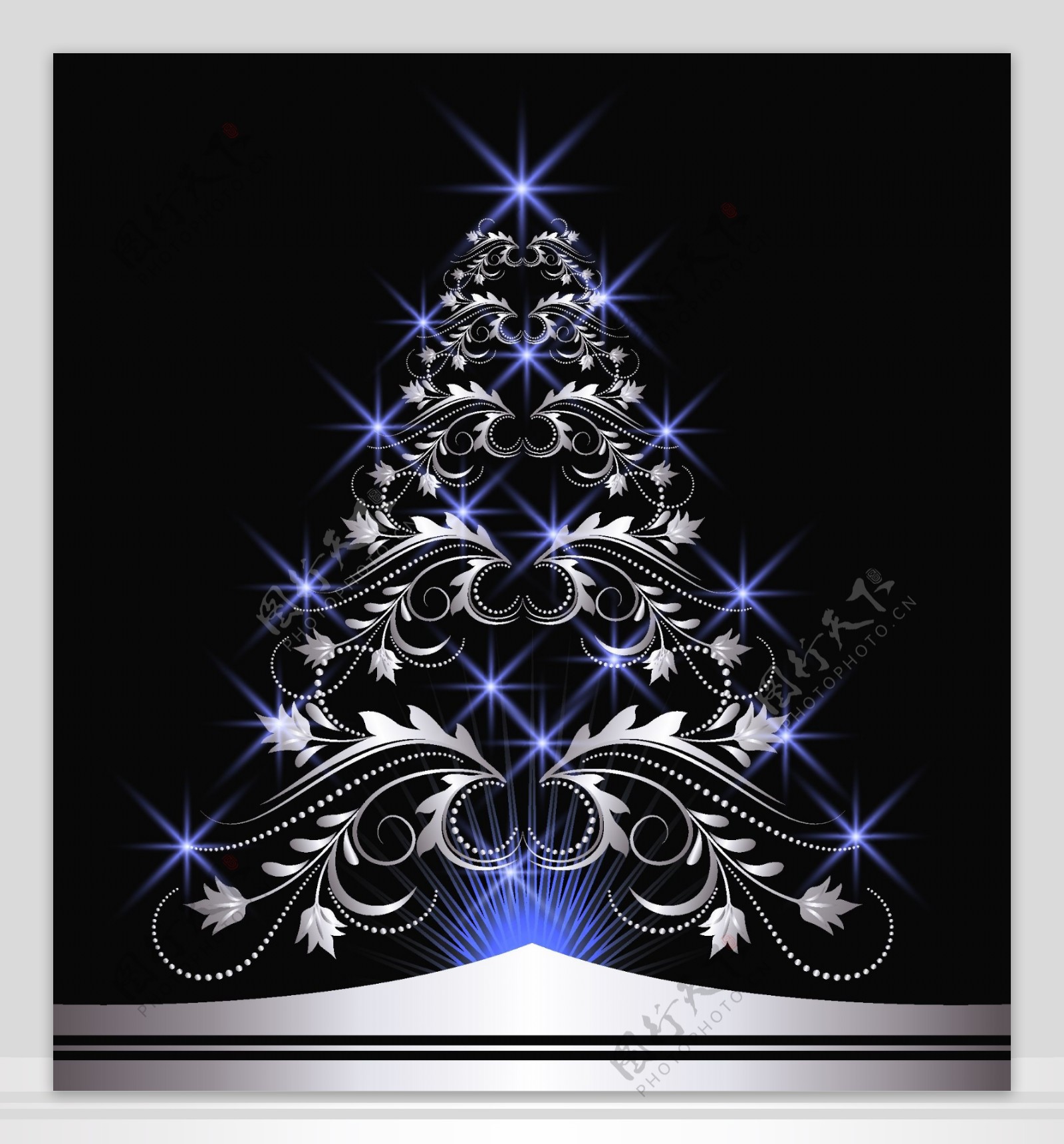 梦幻星光圣诞树创意设计矢量素材