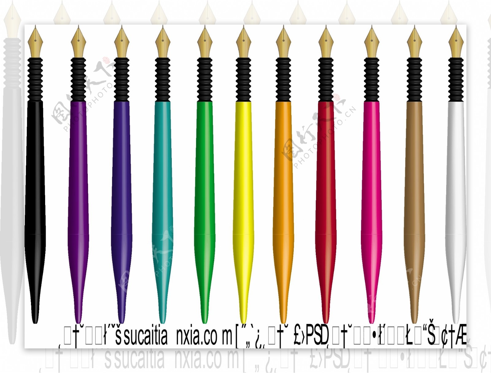 写作工具彩色钢笔矢量素材