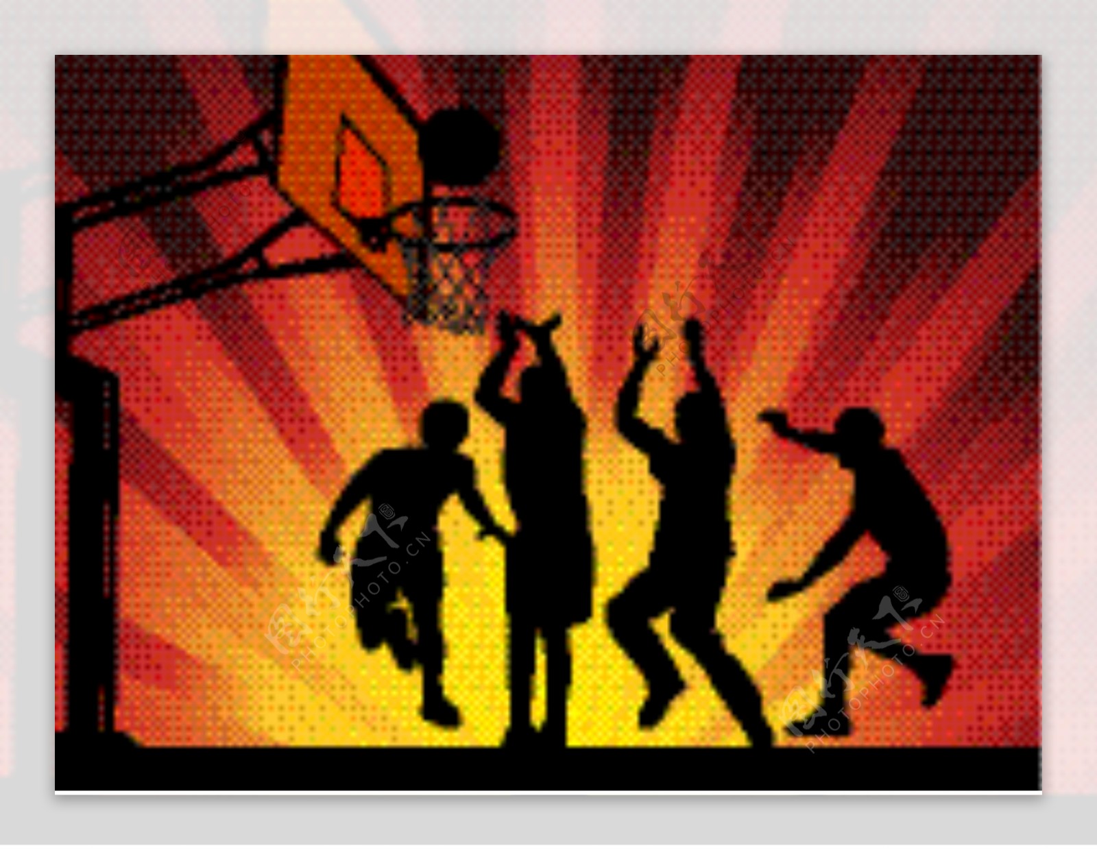 篮球运动员的发光波背景eps10插画矢量剪影