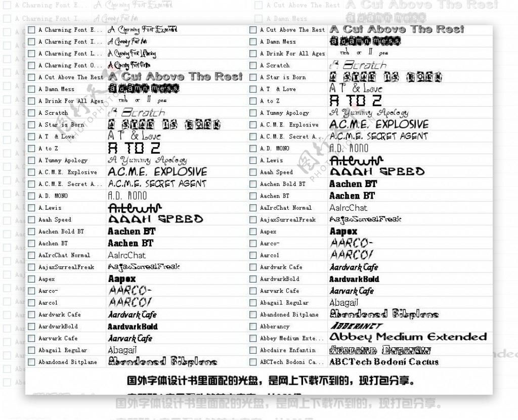 858个字符和a字母开头英文字库字体图片