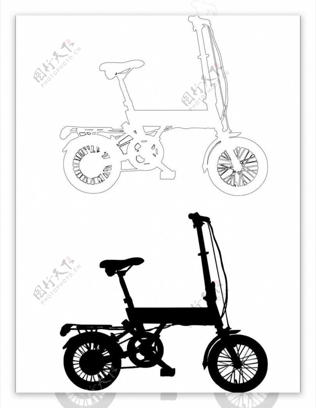 自行车轮廓阴影图片