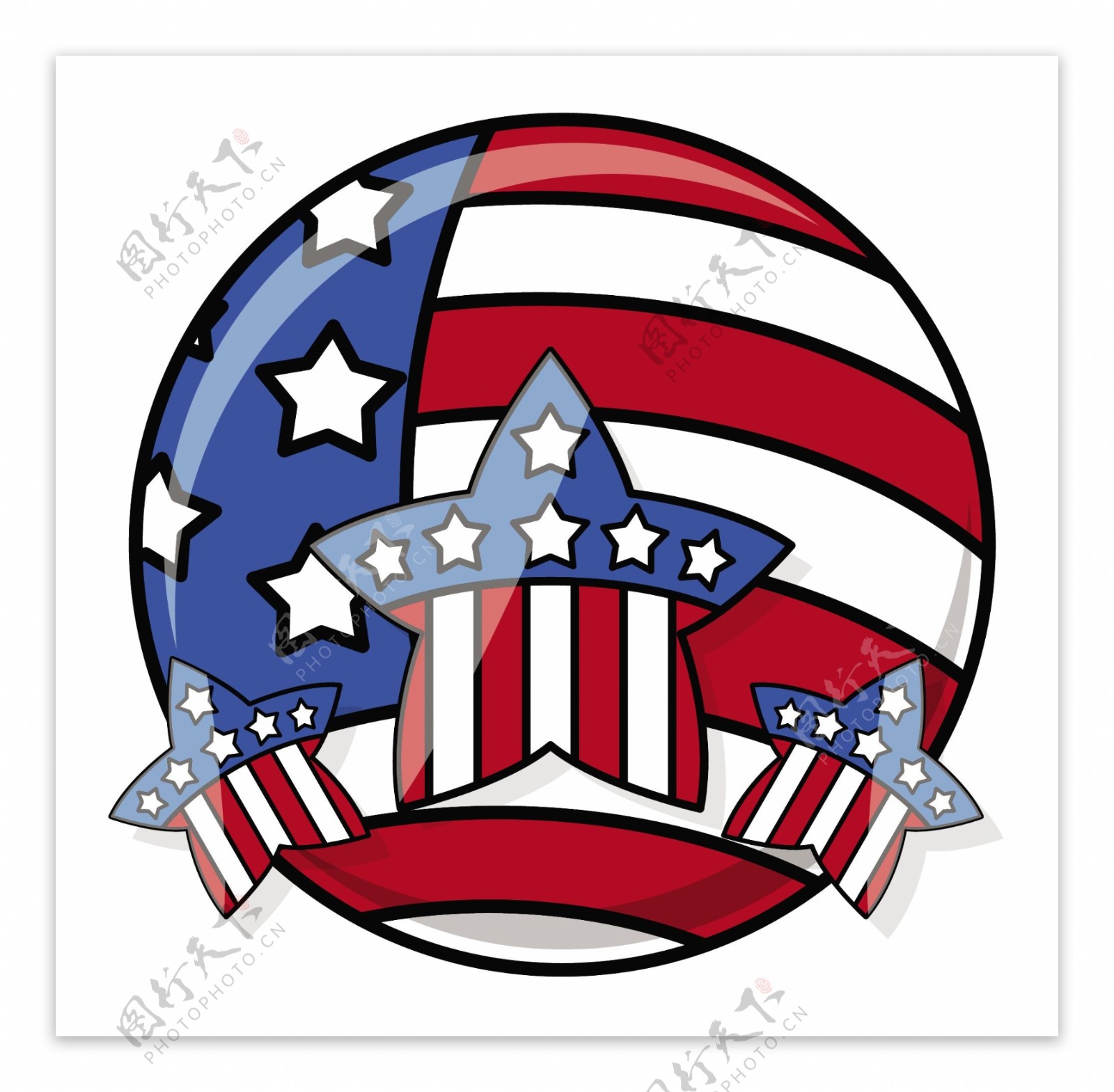 爱国的美国国旗图标矢量插画