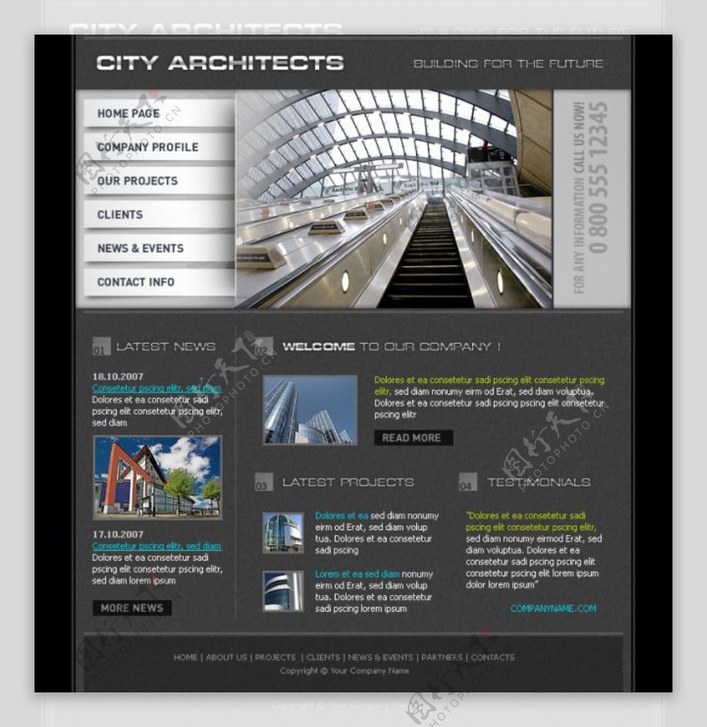 建筑公司网站psd模板