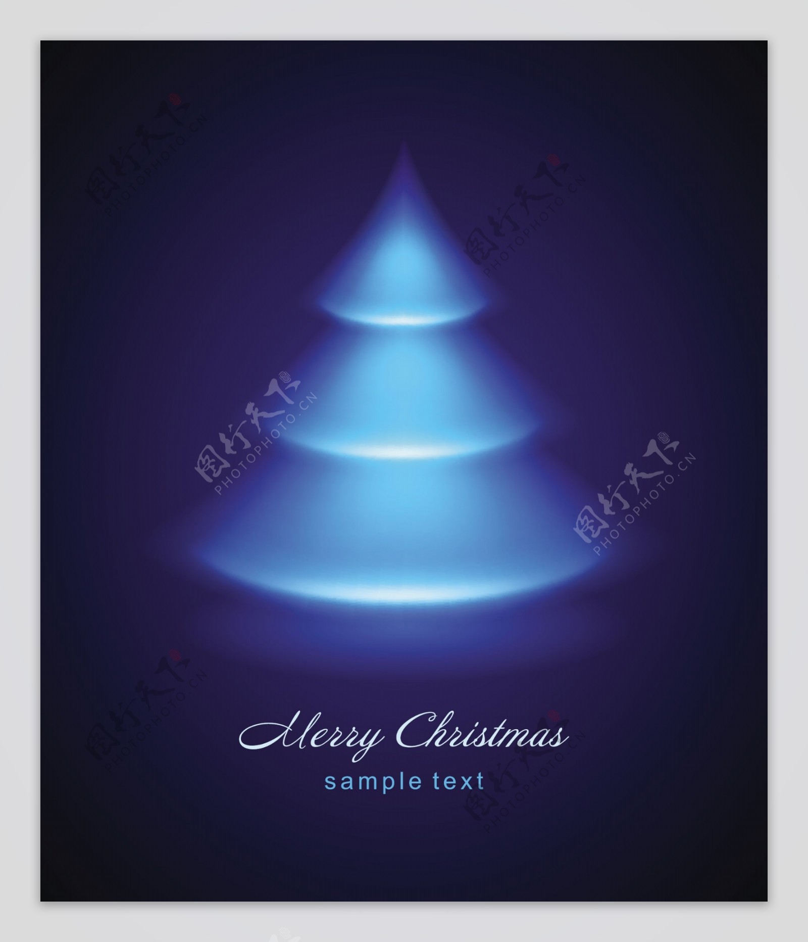蓝色动感光线光晕圣诞树图片