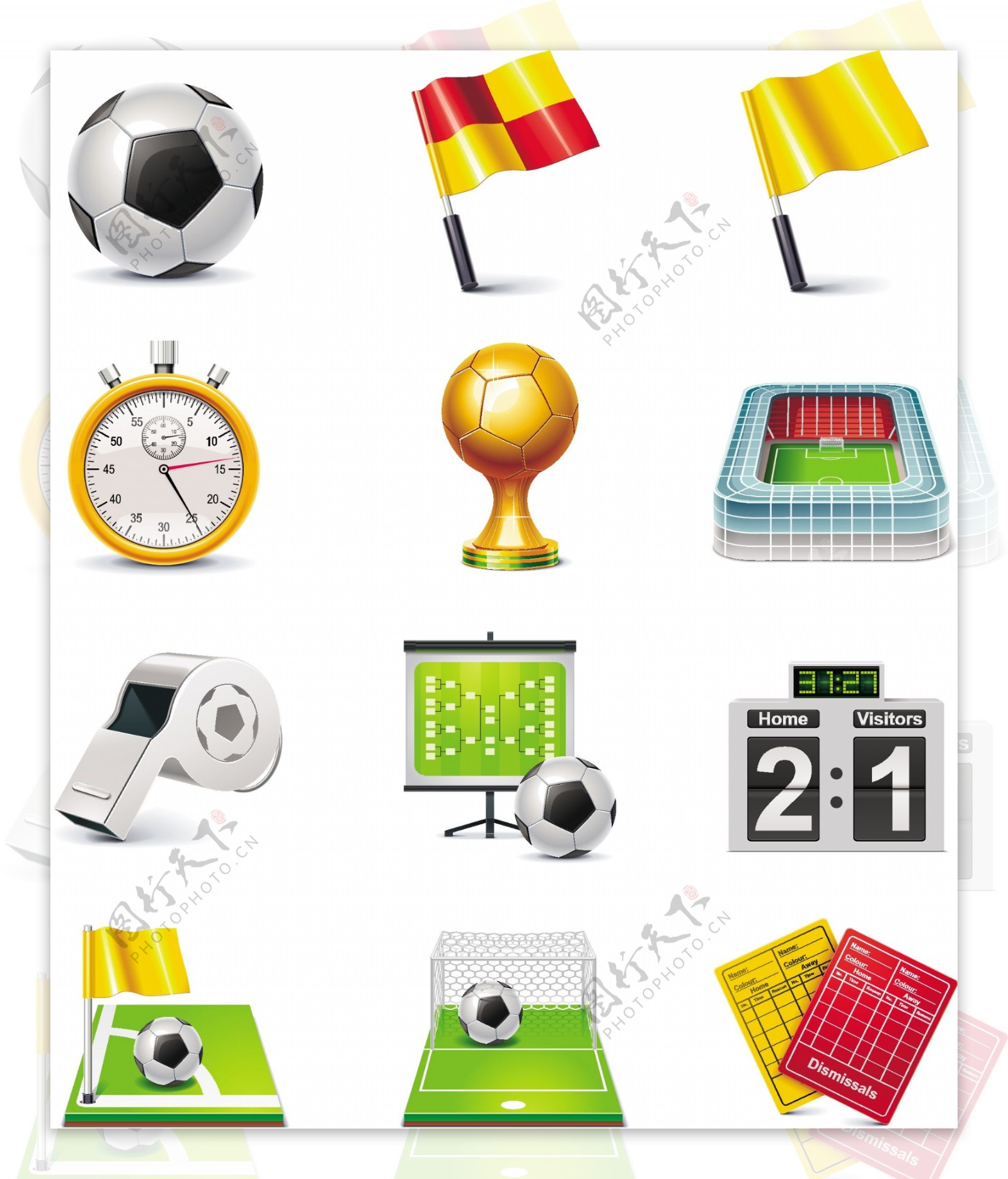 足球比赛用具小图标矢量下载