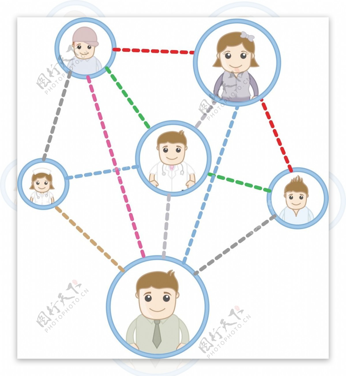 人们连接在网络商务的卡通人物矢量