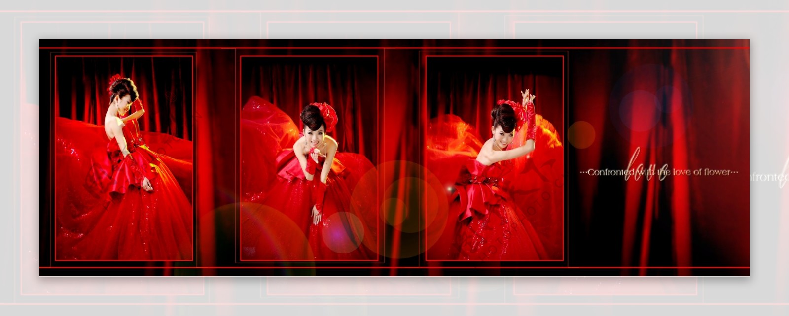 红色婚纱礼服模板图片