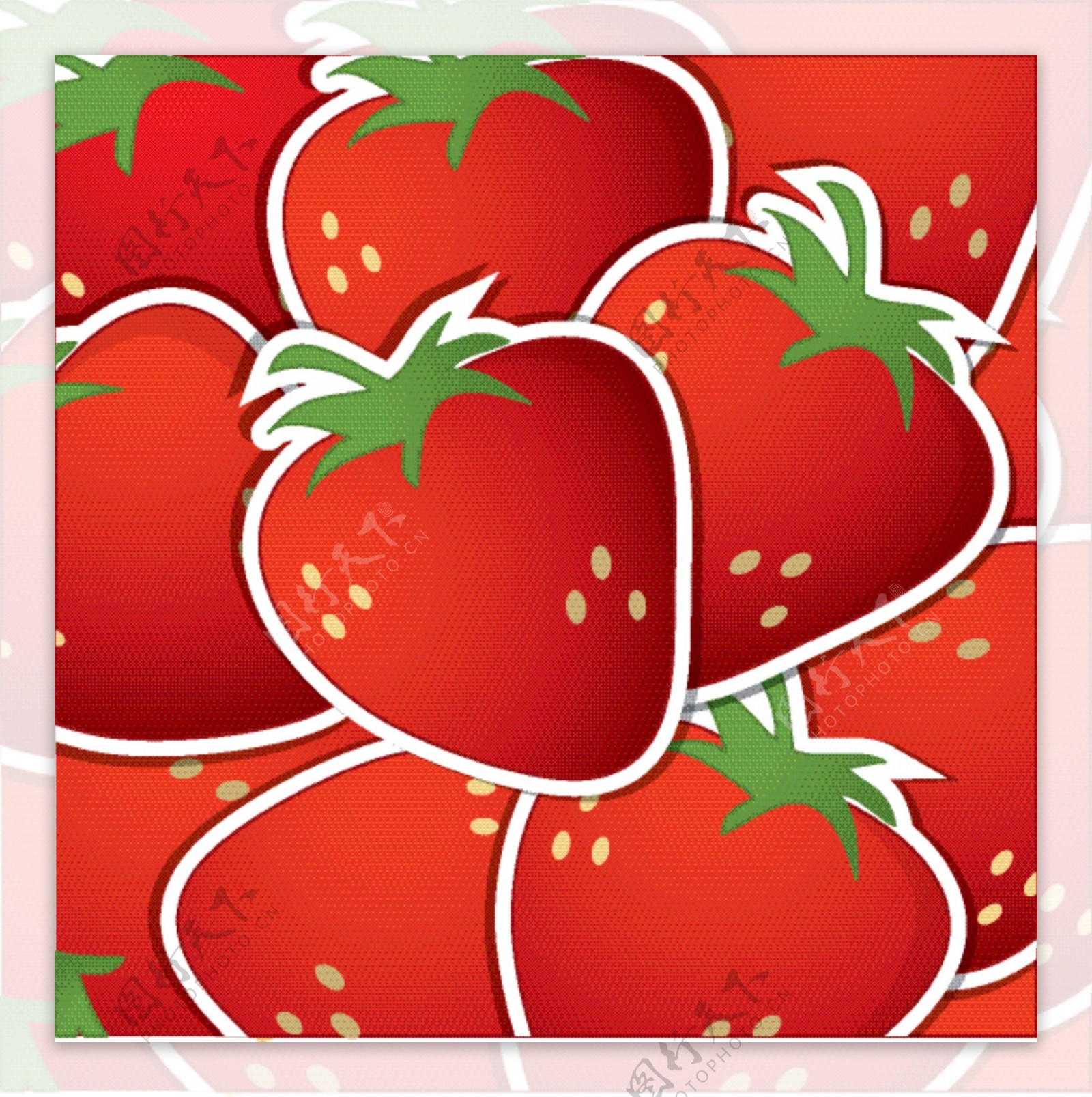 草莓贴纸背景卡矢量格式